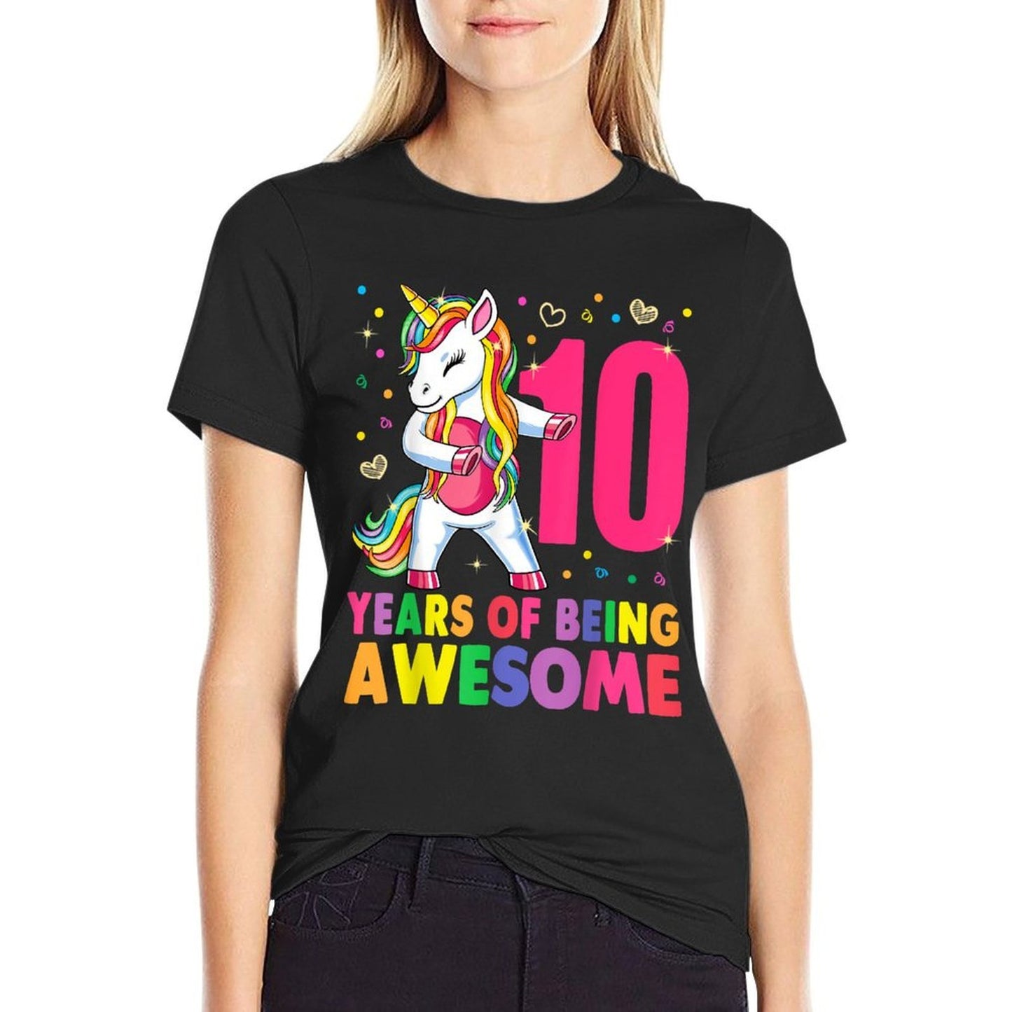 10 Years Old Unicorn Flossing 10th Birthday Girl Unicorn Graphic-printed T-Shirt