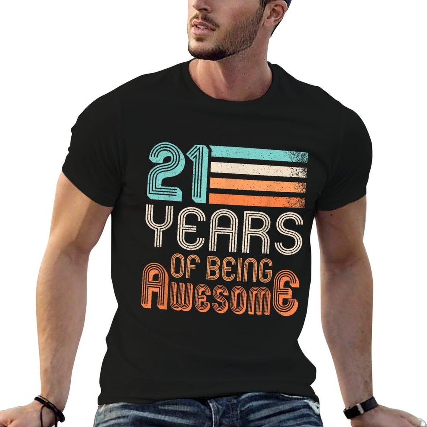 21 Years Of Being Awesome 21 Years Old 21st Birthday Retro Cotton T-Shirt