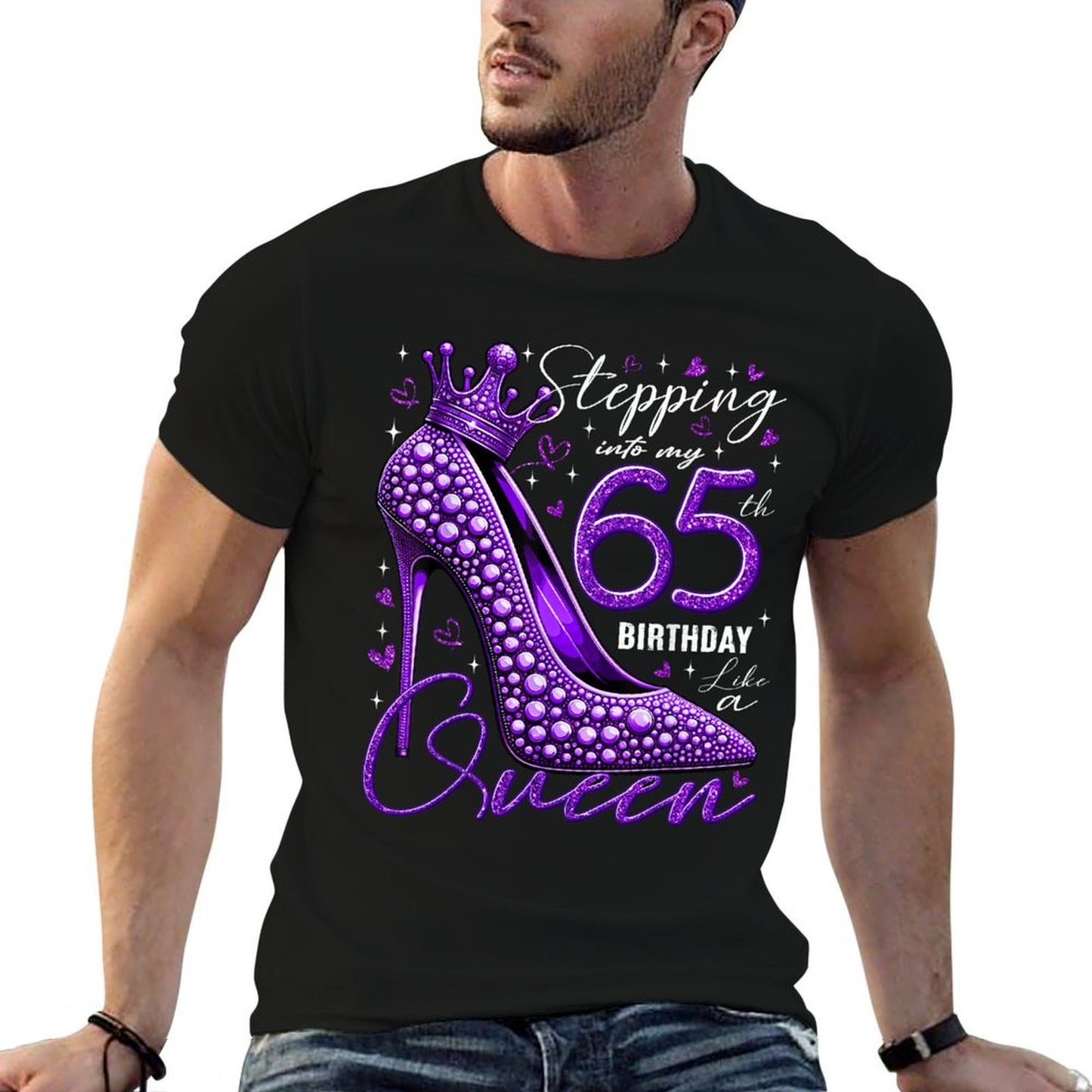 65 Year Old Gifts High Heels Stepping Into My 65th Birthday Tagless Design T-Shirt