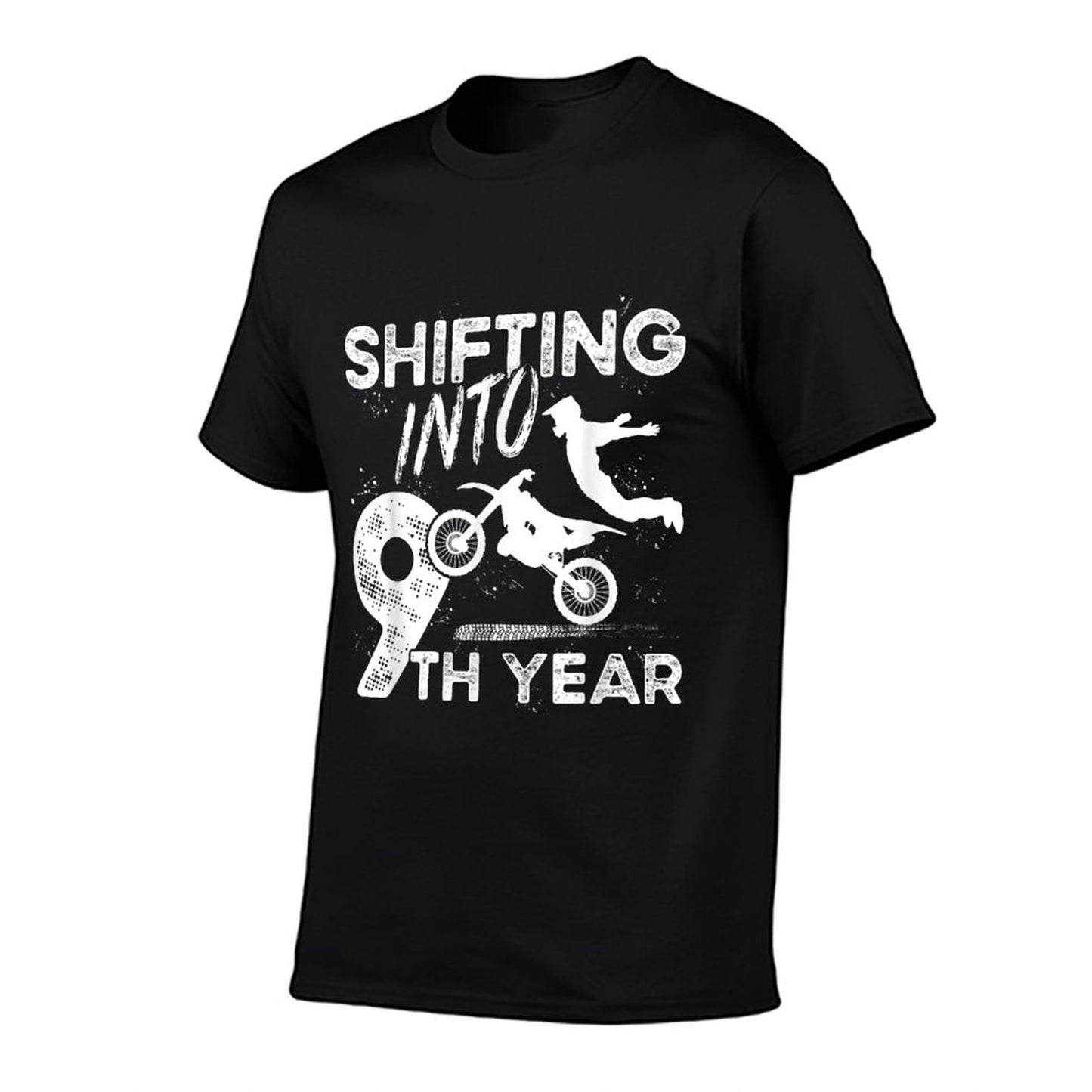 9th Birthday Party Dirt Bike Boy 9 Year Old Dirt Biker Oversized Silhouette T-Shirt