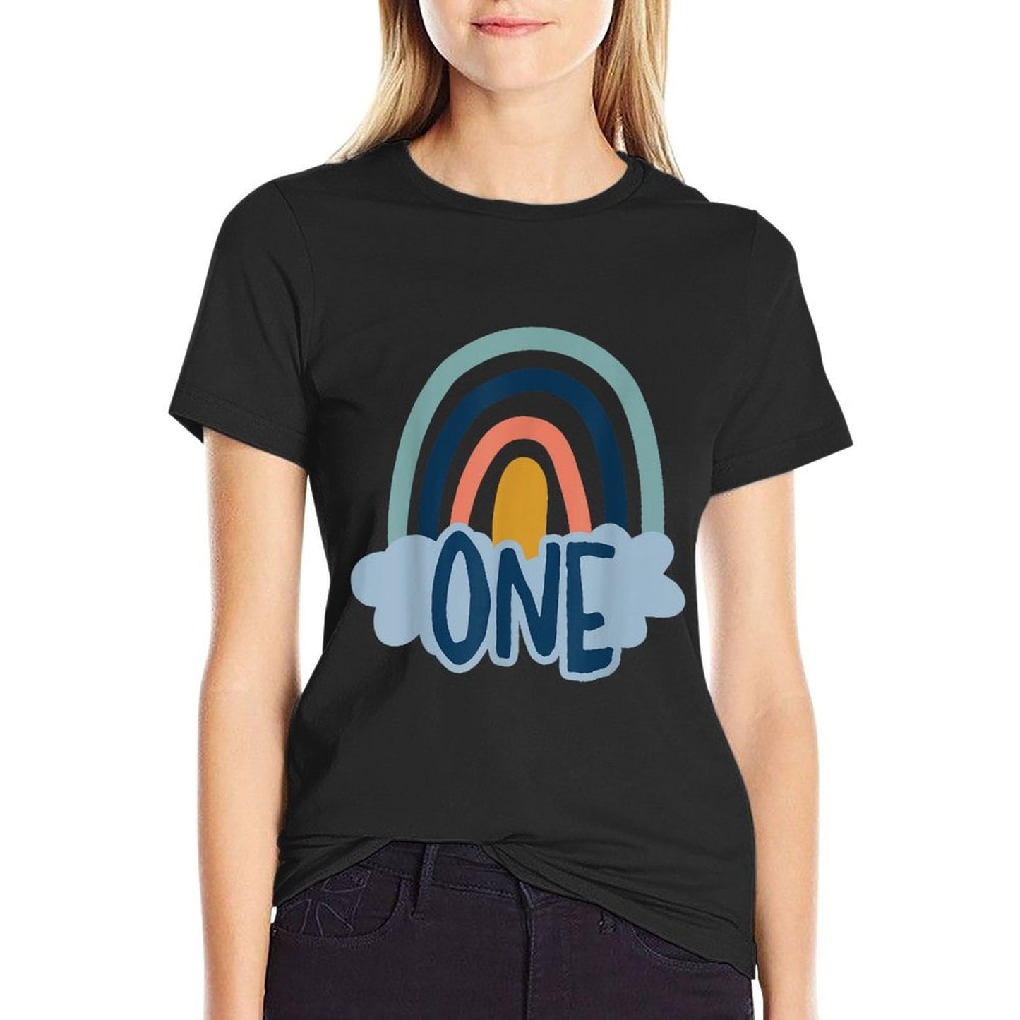 1st Birthday Boho Rainbow 1 Year Old Baby Boy Girl Party Lightweight T-Shirt