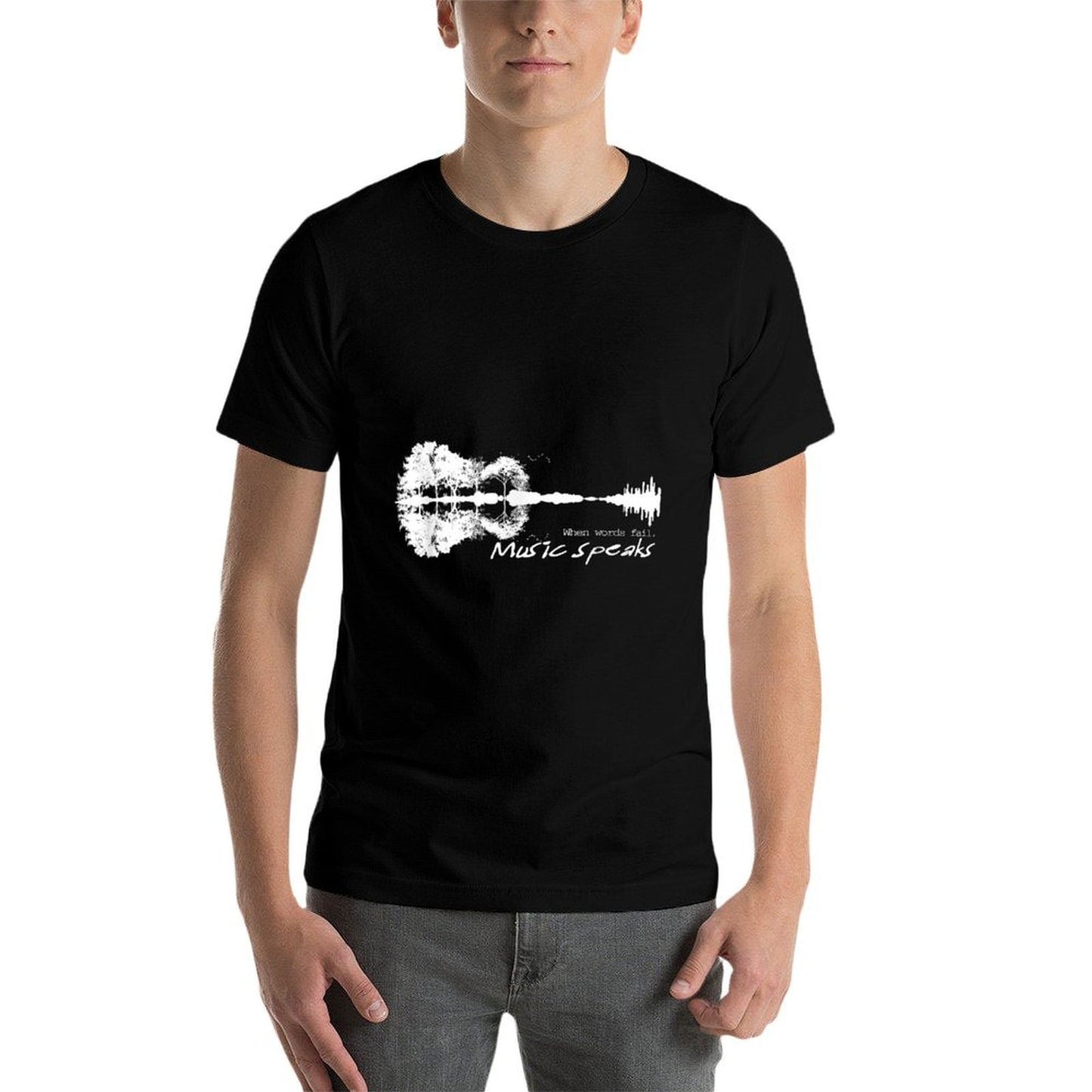 When Words Fail Music Speaks Guitar Music Literary Quote Vintage-inspired T-Shirt