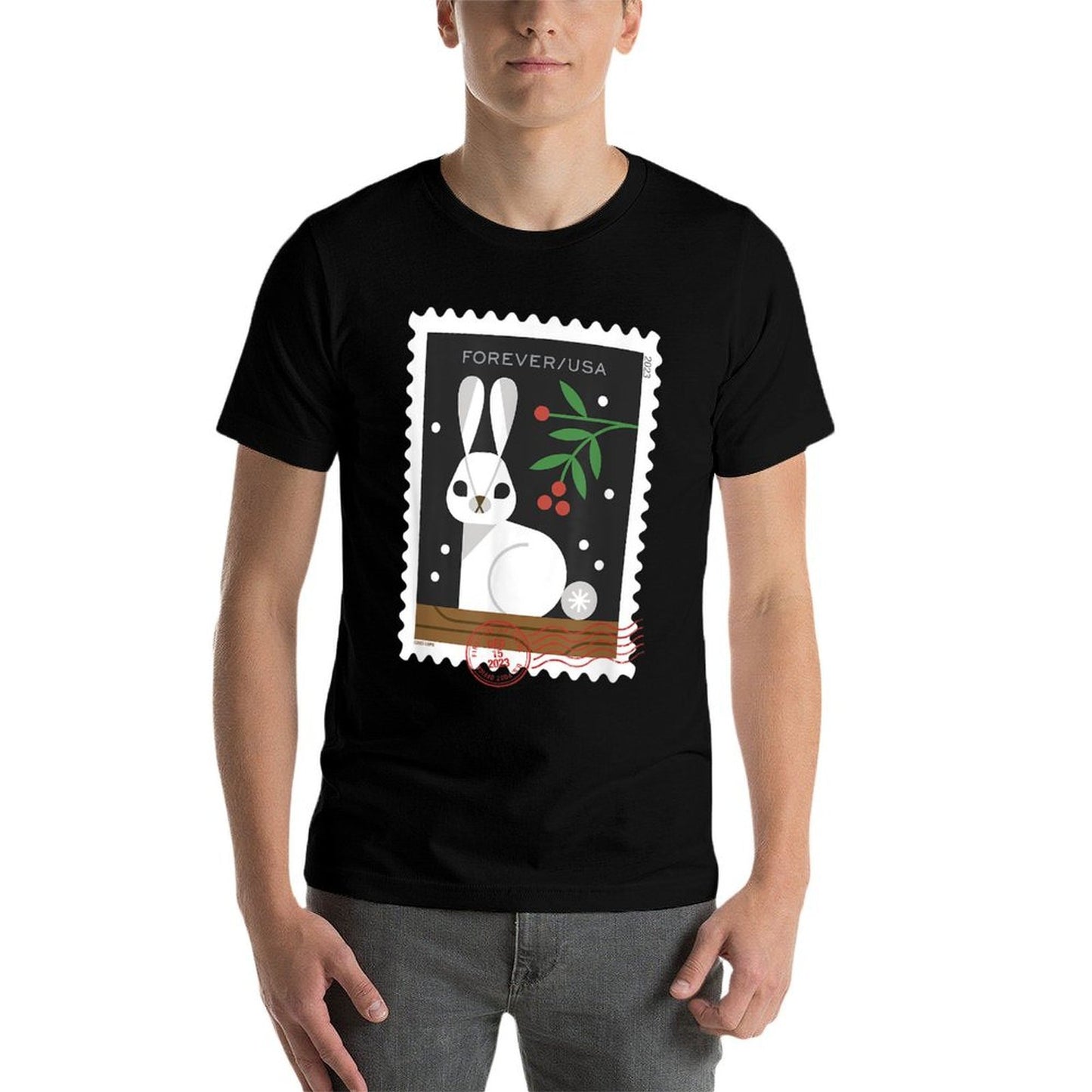 USPS Winter Woodland Animals - Rabbit Stamp Vintage-inspired T-Shirt