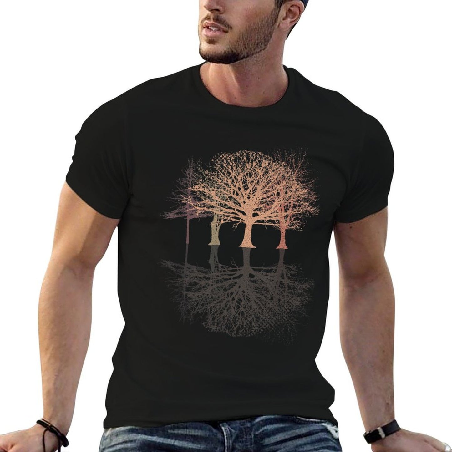 Wild Nature Wildlife Trees Reflection Outdoor Forest Cotton T-Shirt