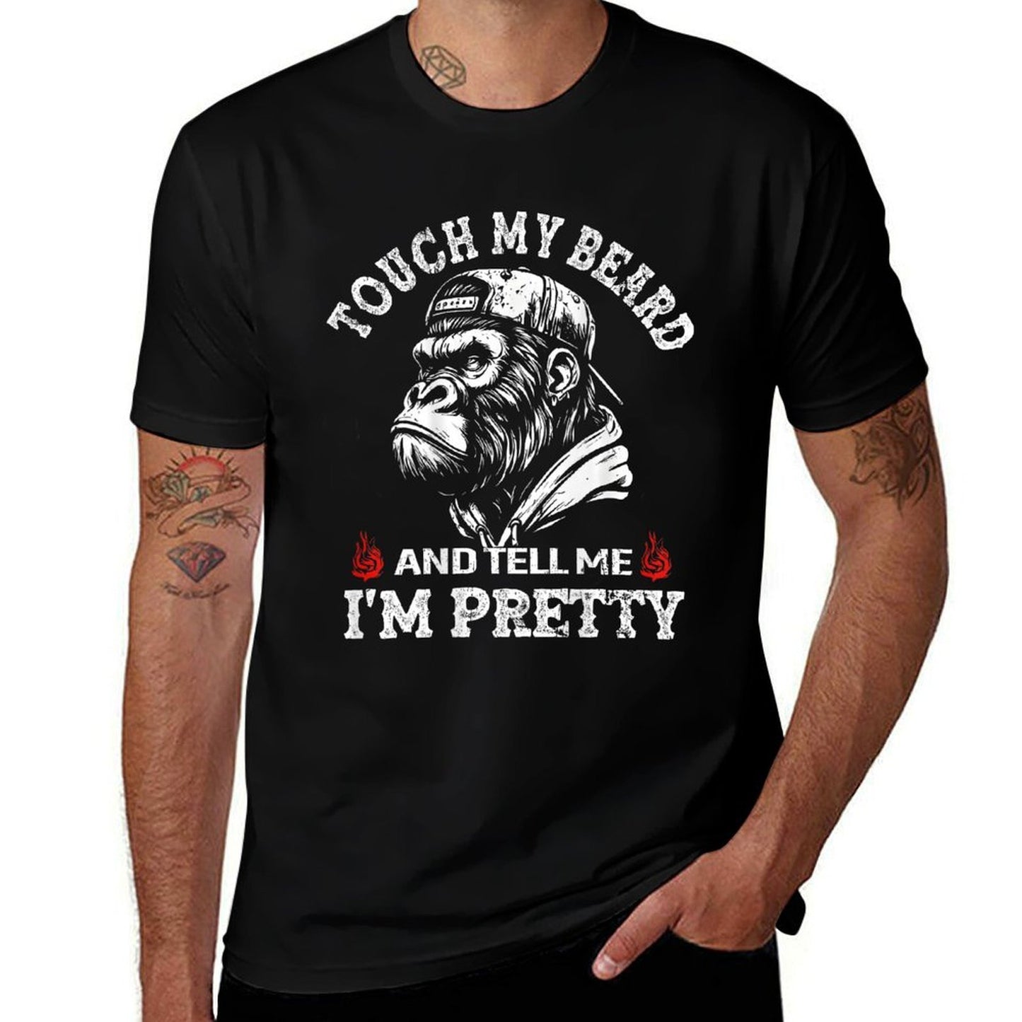 (On Back) Touch My Beard And Tell Me Im Pretty Monkey Versatile T-Shirt