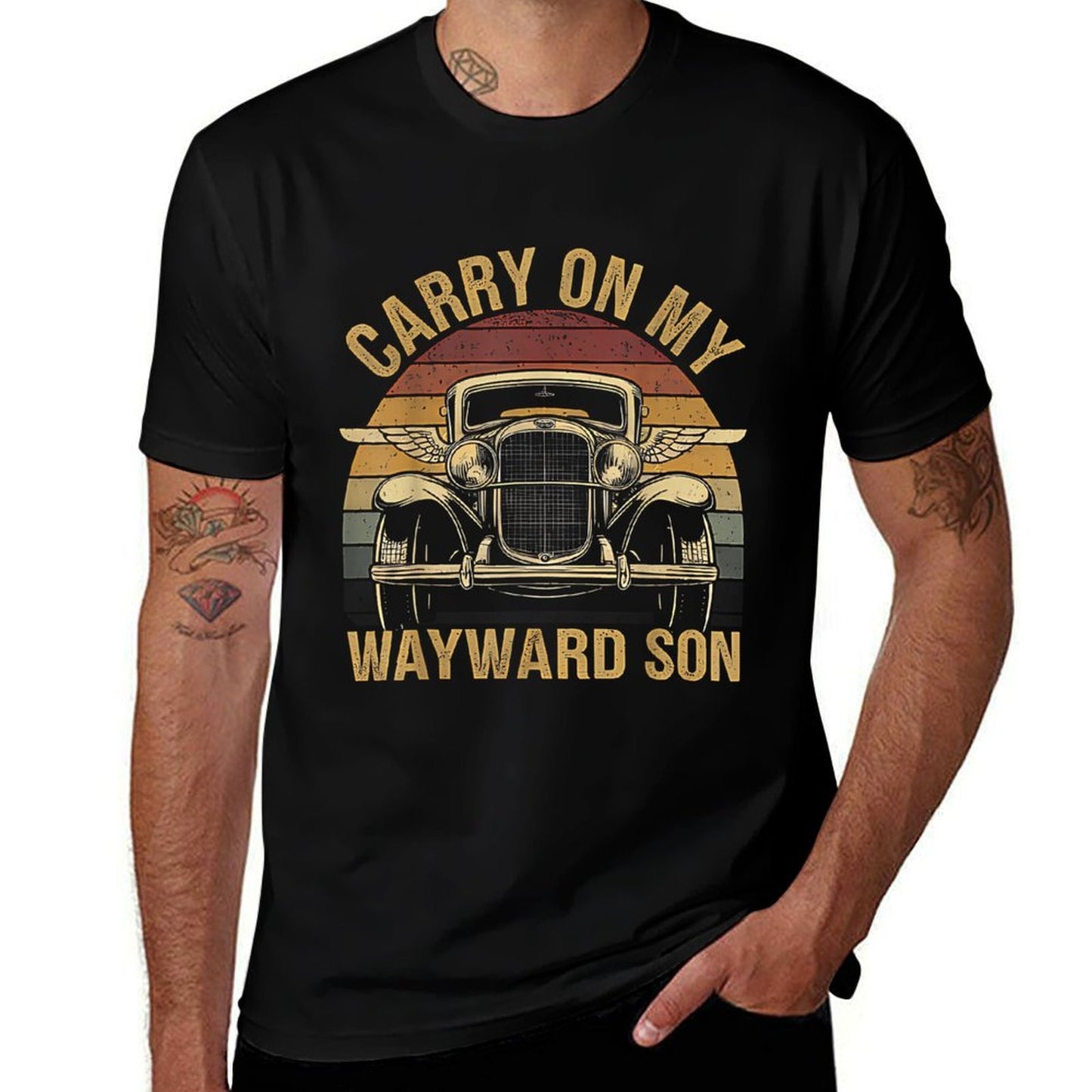 Wayward Son Kansas Rock Classic Car Graphic Design Easy-care T-Shirt