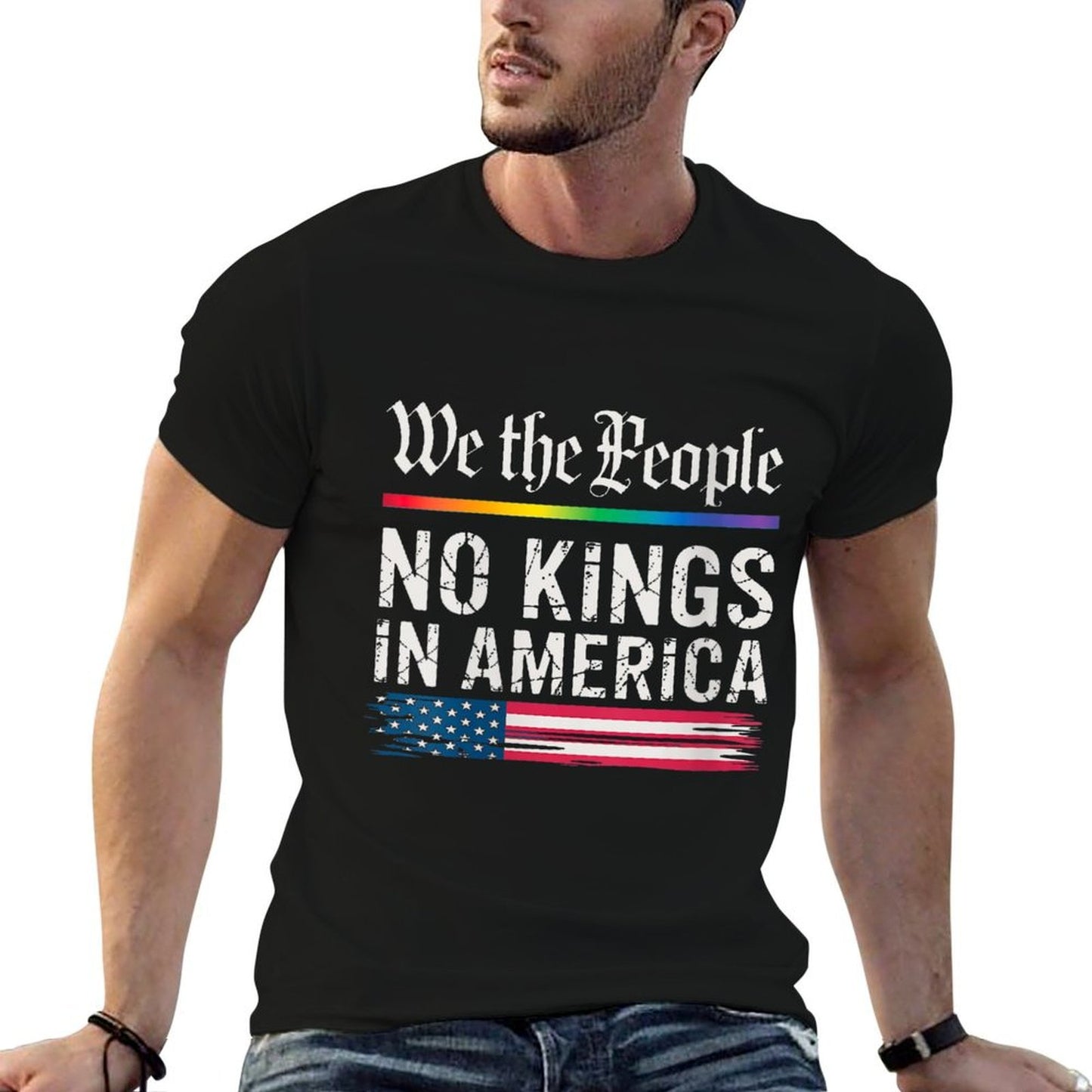 Womens No Kings In America We The People Slim-fit Cut T-Shirt