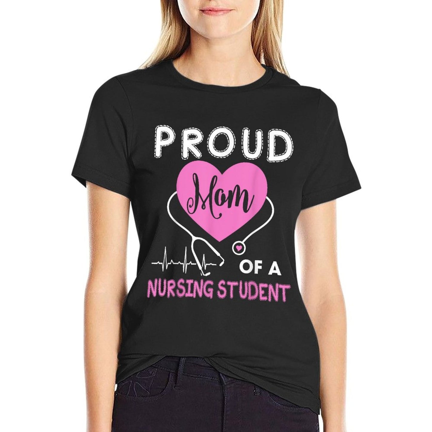 Womens Proud Mom Of A Nursing Student Nurse Gifts Summer-ready Fabric T-Shirt