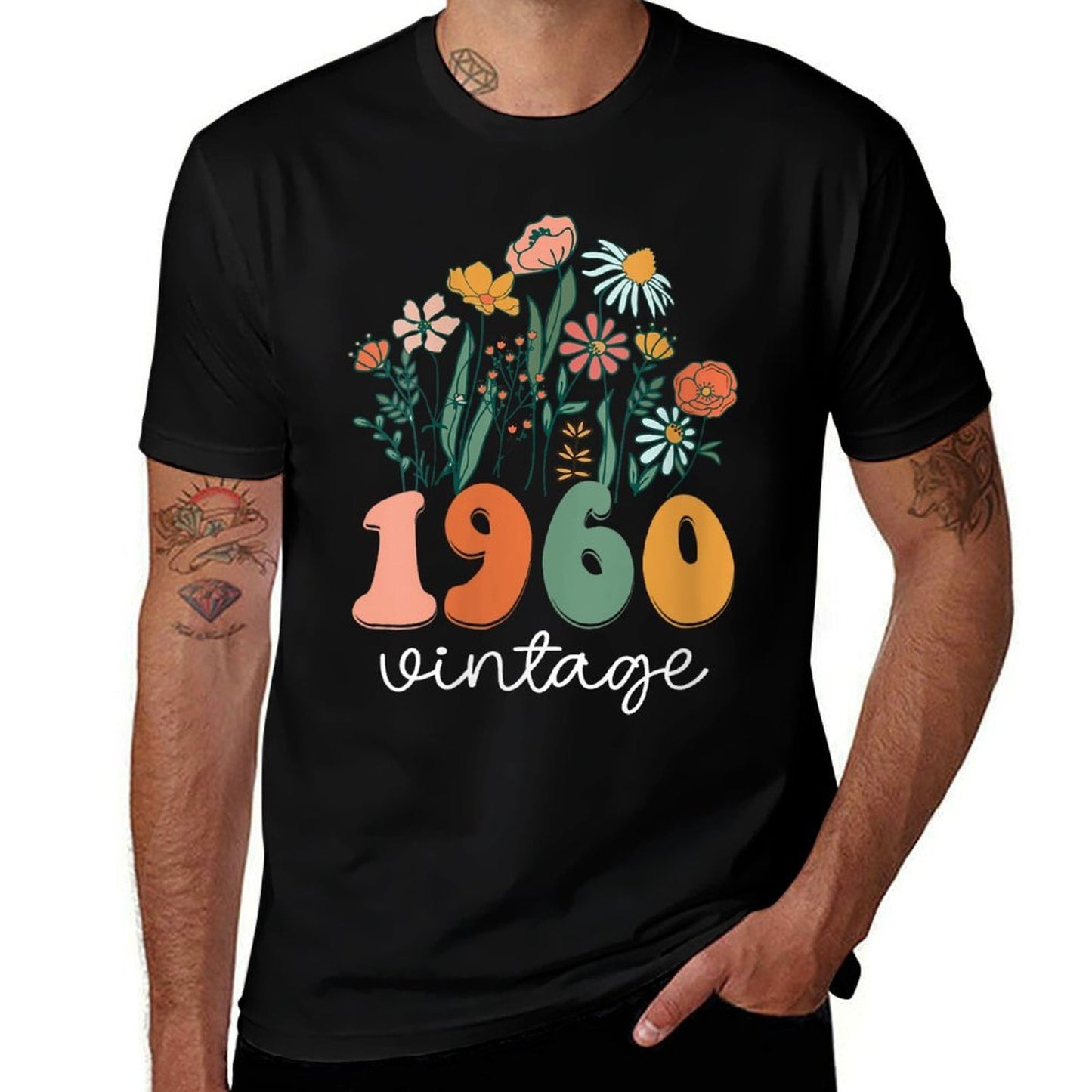 Womens 65 Years Old Vintage 1960 65th Women Birthday Wildflower Tagless Design T-Shirt