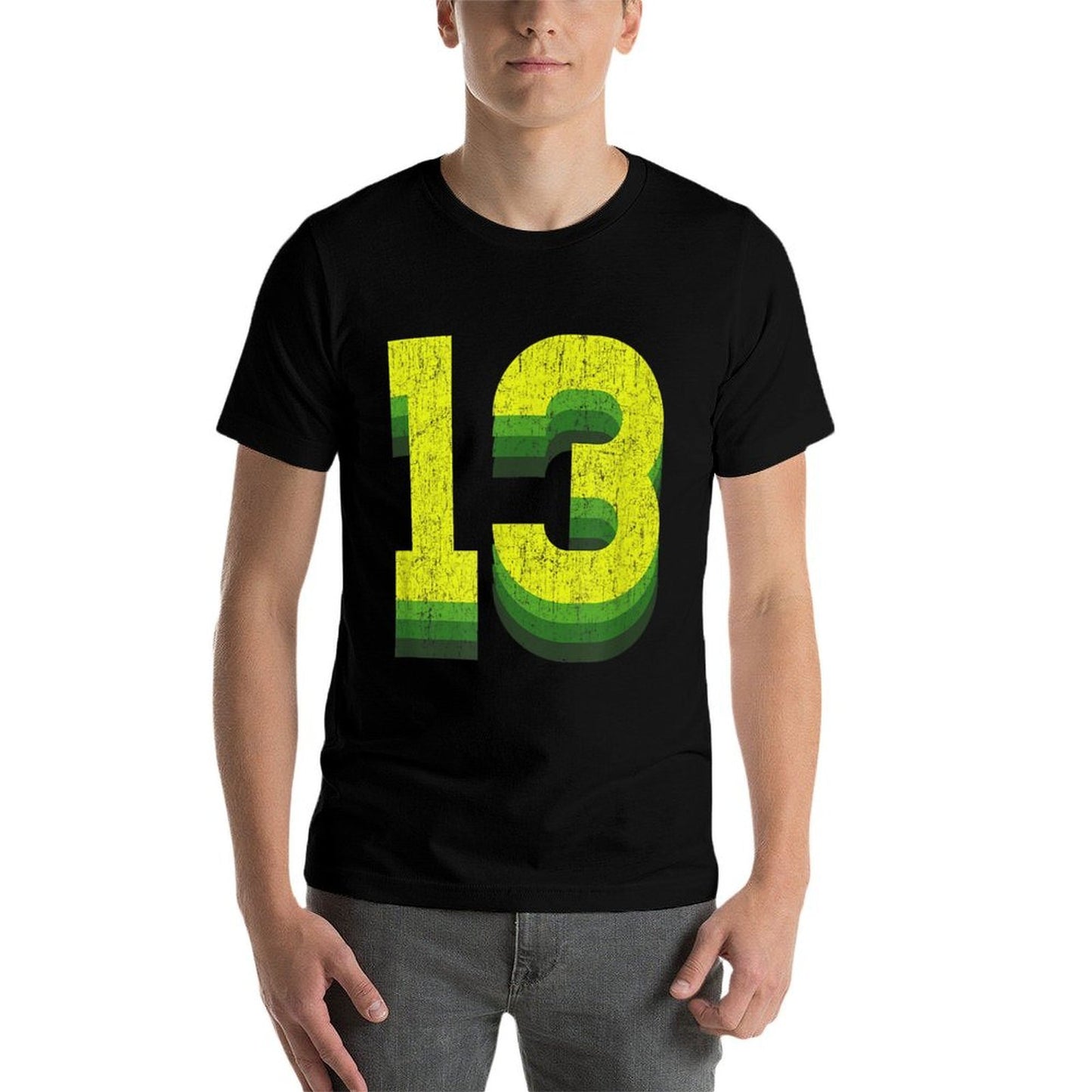 13 Vintage Lucky Number 13th Year Birthday Age Sports Relaxed-fit T-Shirt