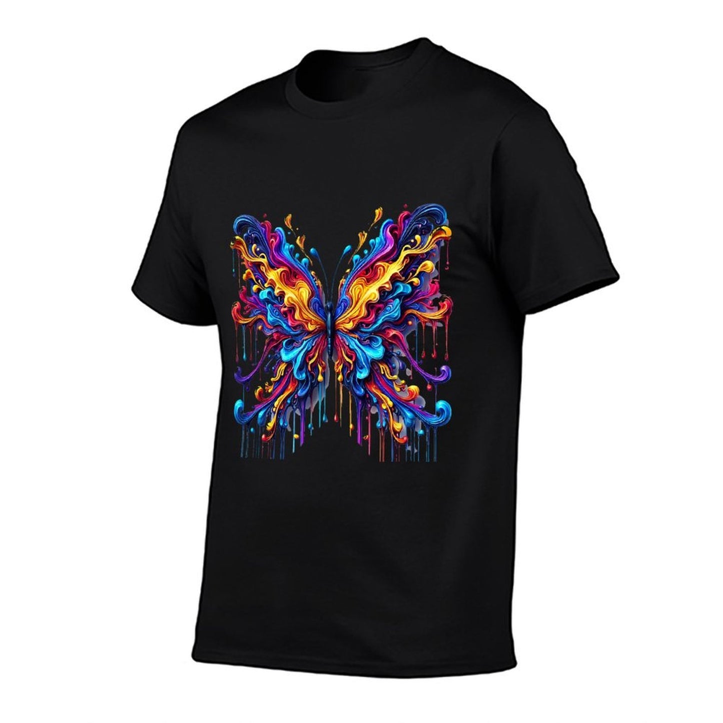 Vibrant Abstract Butterfly Graphic Design Fade-proof Color T-Shirt
