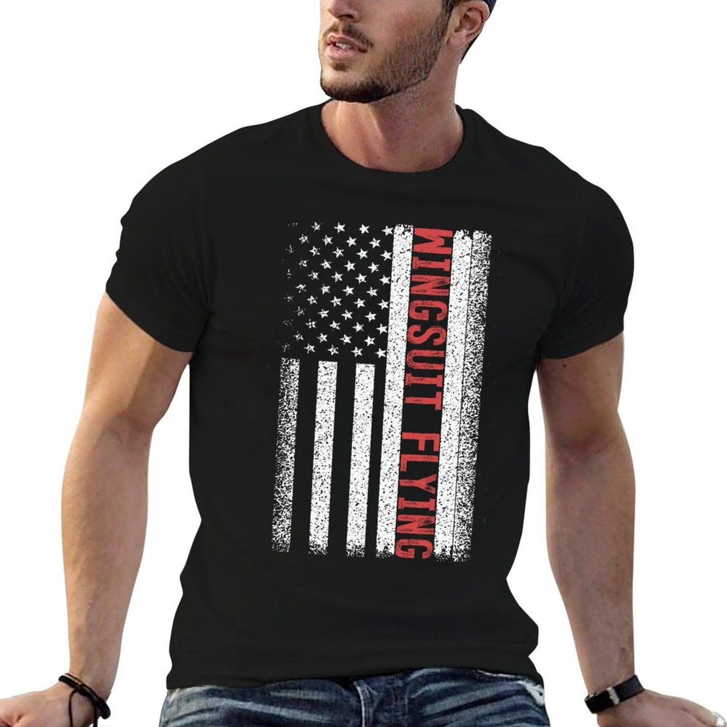 Wingsuit Flying American 4th of July Polyester Blend T-Shirt