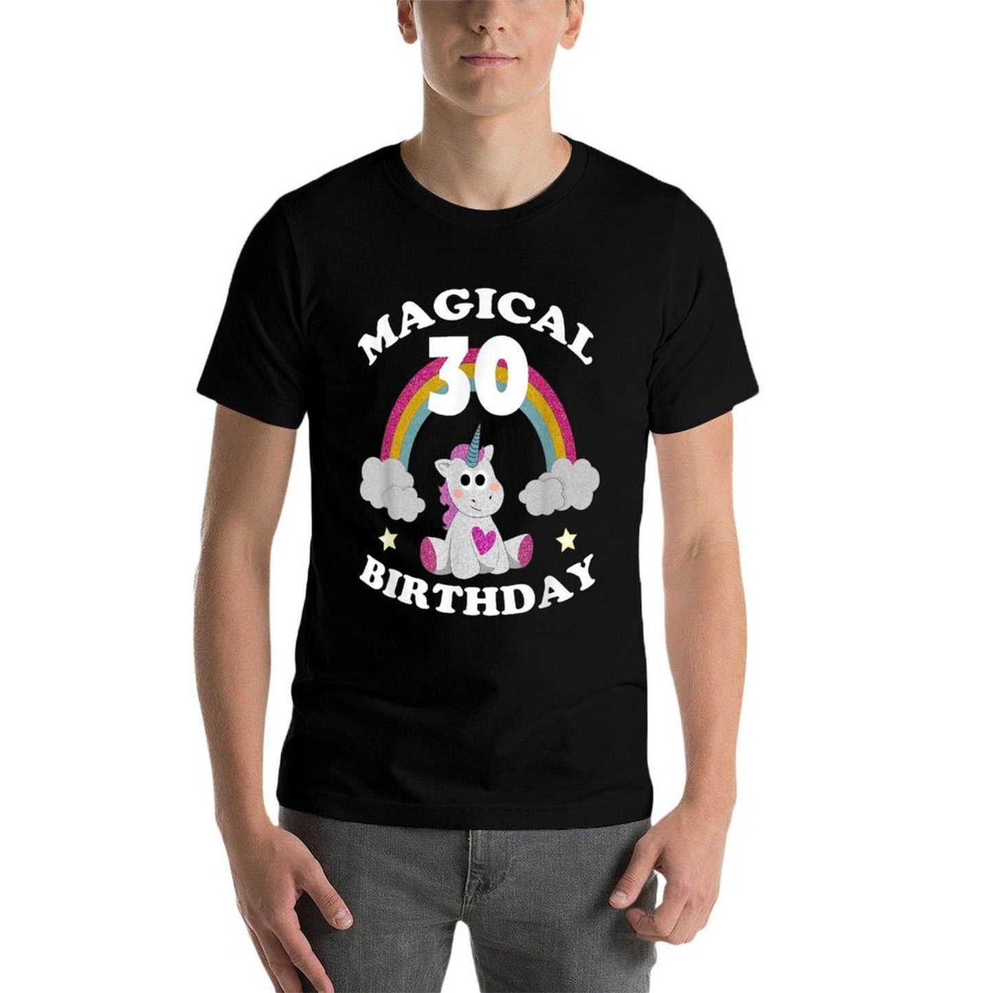 30th Birthday Magical Unicorn Birthday Rainbow Oversized Silhouette T-Shirt