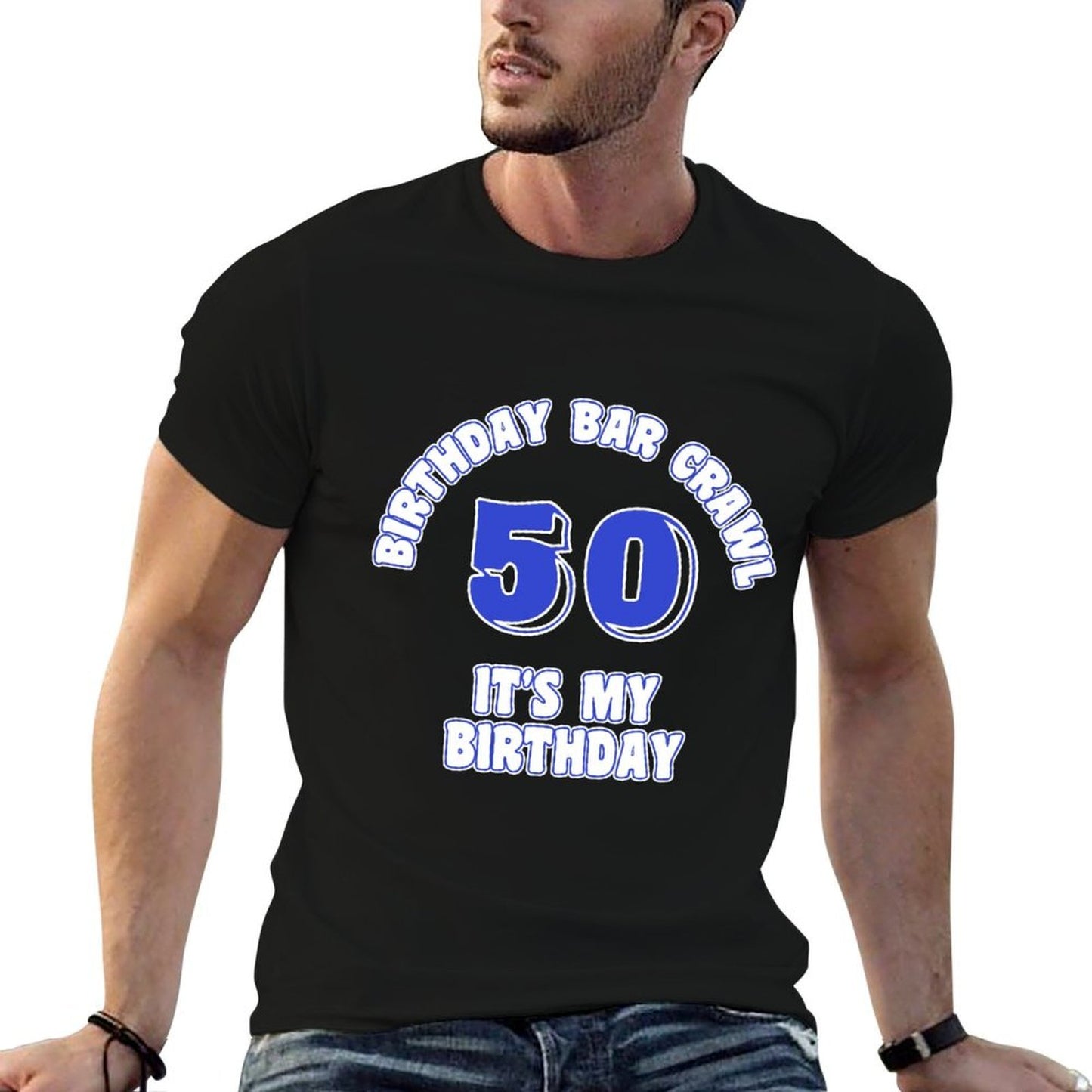 50th Birthday, Birthday Bar Crawl Gift, Birthday Squad Soft T-Shirt