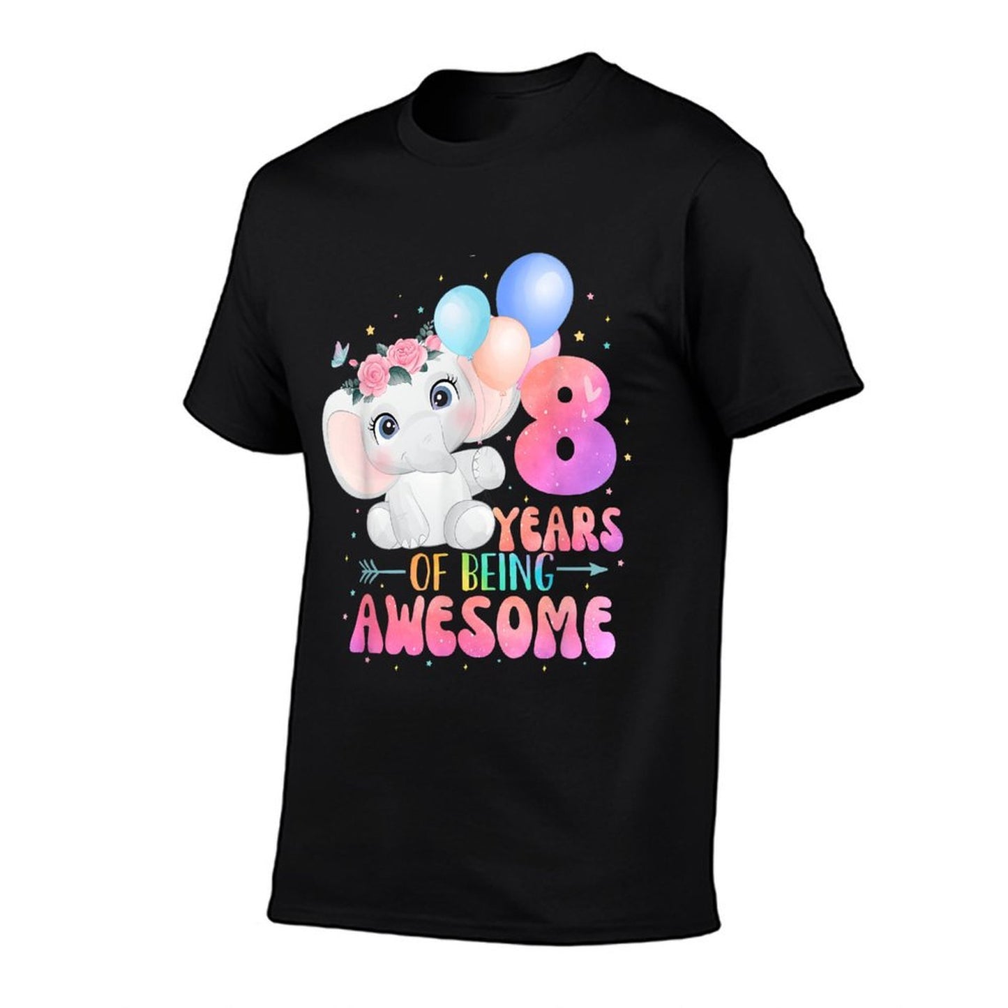 8 Years Of Being Awesome Cute Elephant 8th Birthday Girl Oversized Silhouette T-Shirt