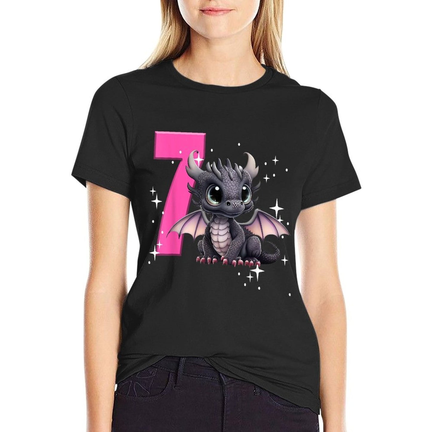 7th Birthday Dragon Party Birthday Girl Pink 7 Seven Vintage-inspired T-Shirt
