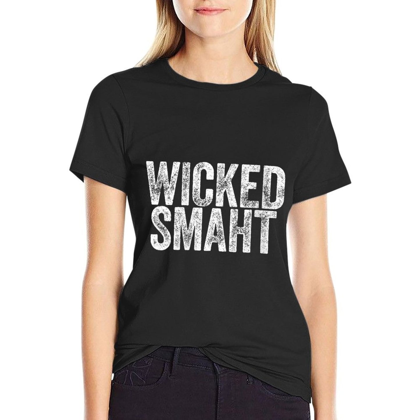 Womens Wicked Smaht Boston Massachusetts Shirt V-Neck Wrinkle-resistant T-Shirt
