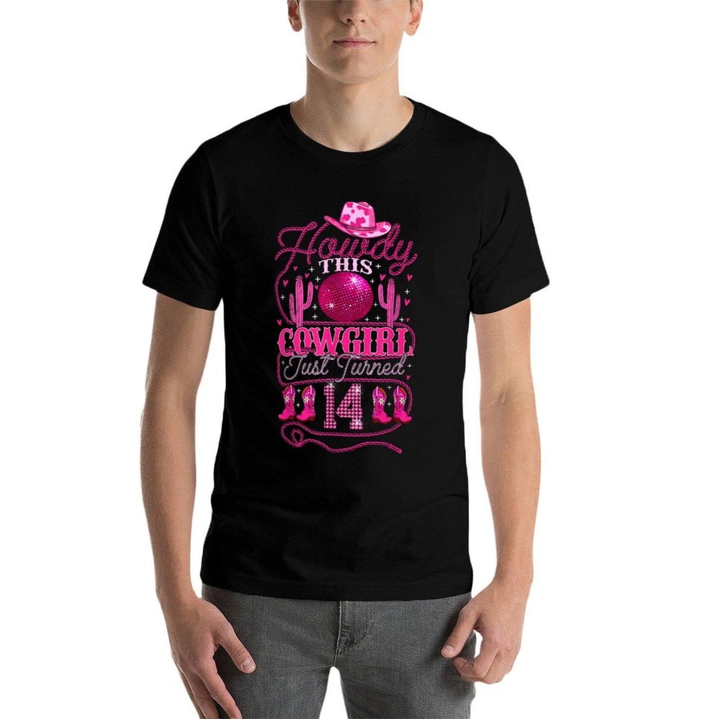 14yr Birthday Cowgirl Western 14 Year Old Girl 14th Birthday Durable T-Shirt