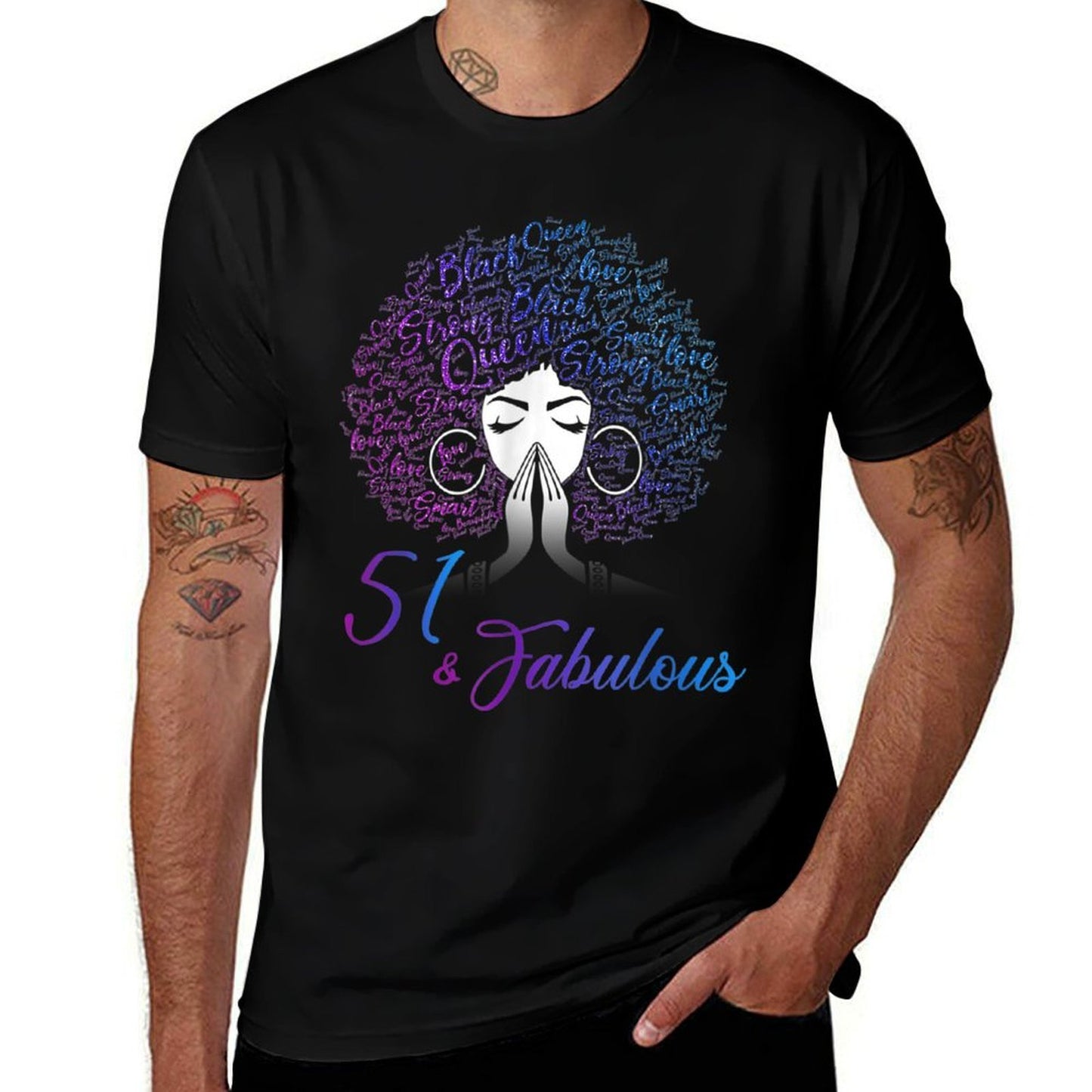 50 Fabulous Afro Hair Black Women 50th Birthday Polyester Blend T-Shirt