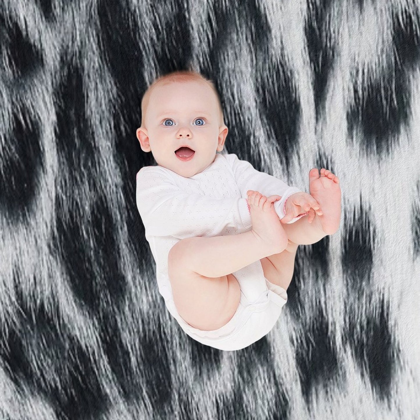 Snow Leopard Real to Life Print Sustainable Throw Blanket