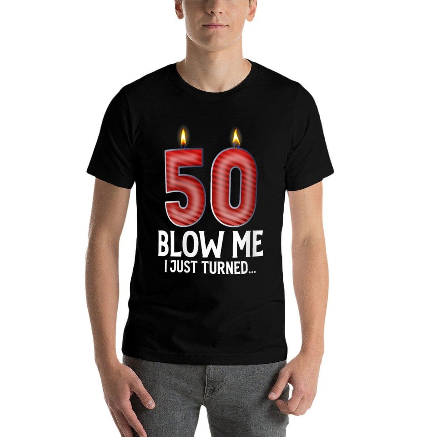 Womens Blow Me I Turned 50 Years Old Funny 50th Birthday Gifts Heathered Texture T-Shirt