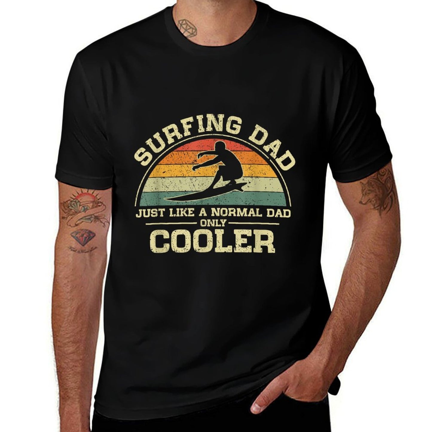 Vintage Surfing Dad Just Like A Normal Dad Only Cooler Heathered Texture T-Shirt