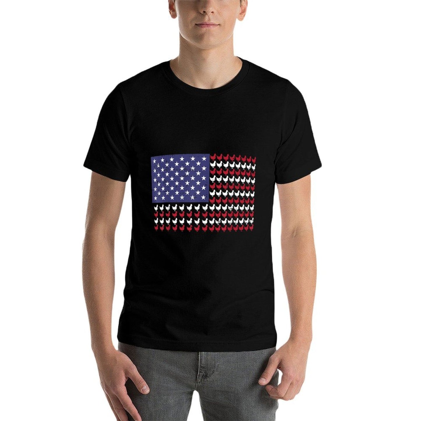 4th Of July US Chickens Farm Patriotic Men Women Kids Quick-drying T-Shirt