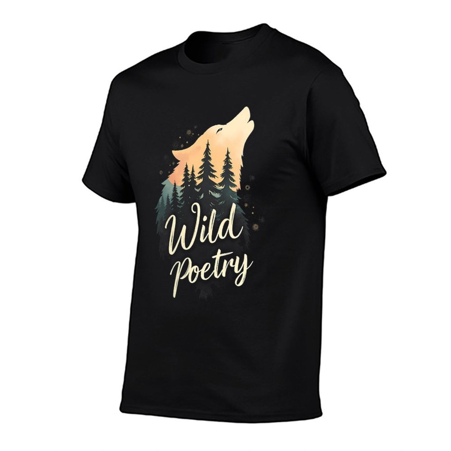 Womens Wild Poetry Wolf - Forest Wolf Graphic for Nature Lovers Graphic-printed T-Shirt