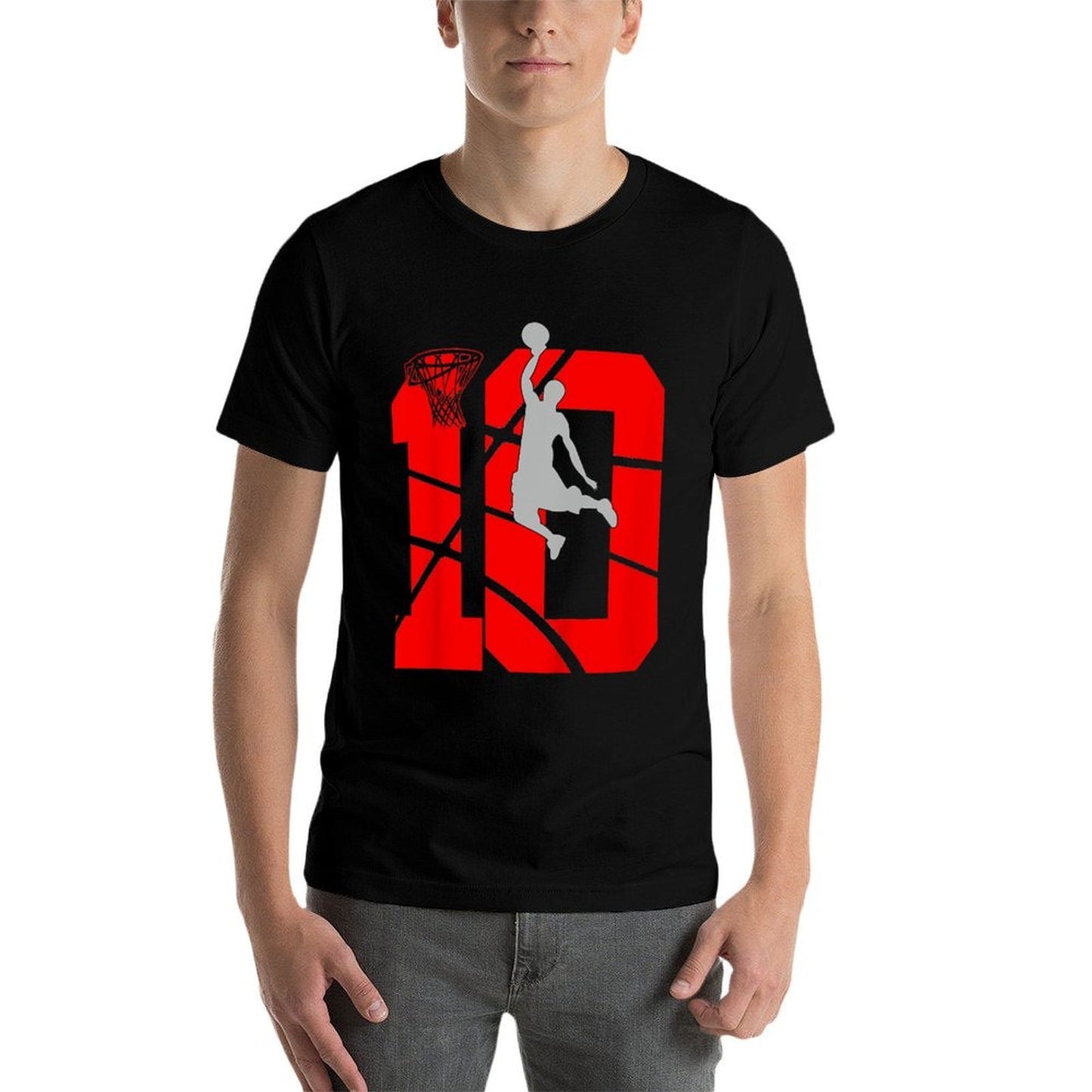 10 Year Old 10th Basketball Birthday PartyTheme Boys Girls Easy-care T-Shirt