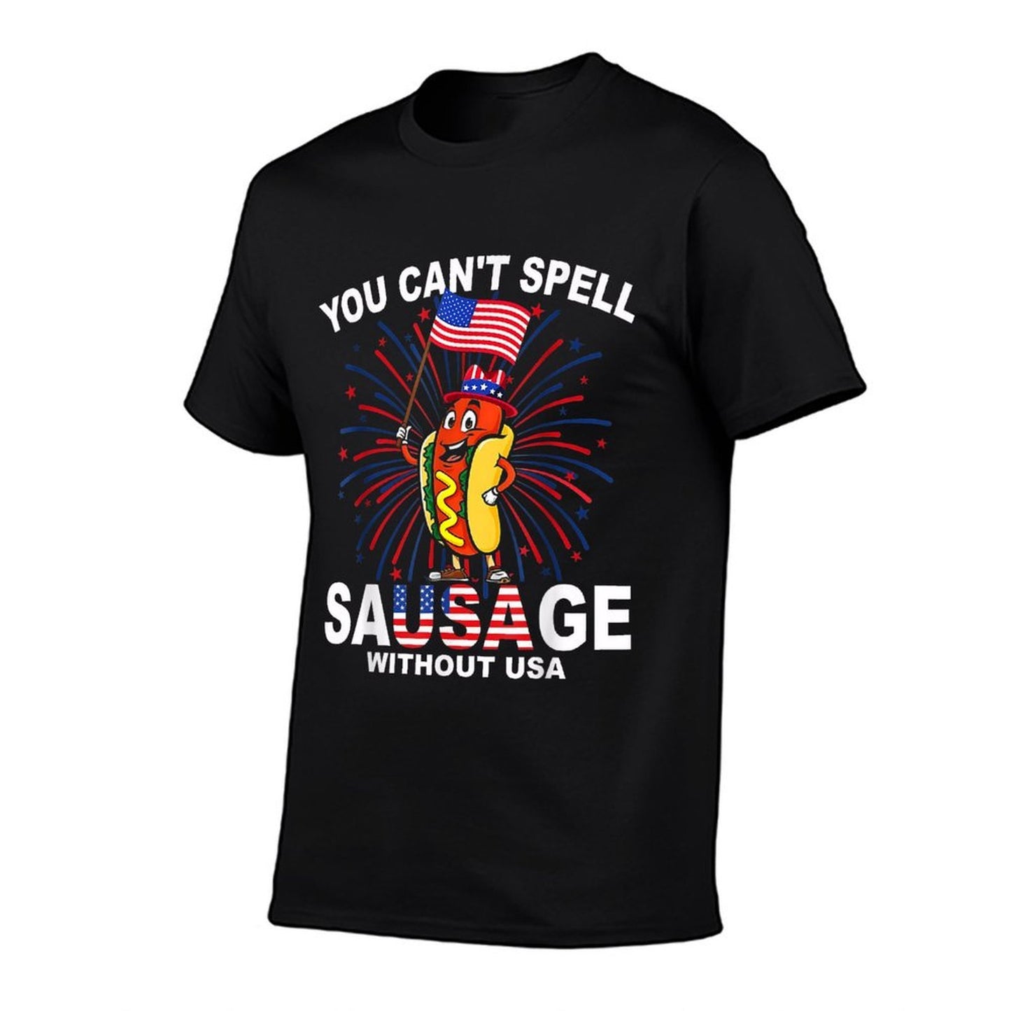 You Cant Spell Sausage Without USA Funny Wiener 4th Of July Lightweight T-Shirt