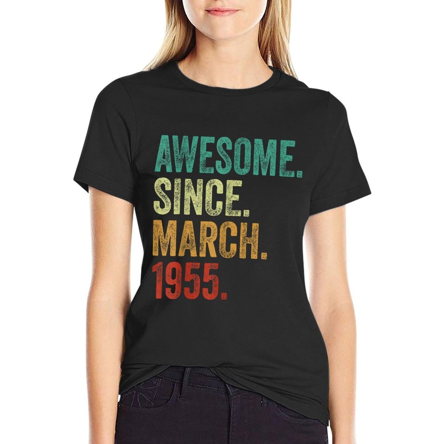 70 Years Old Awesome Since March 1955 70th Birthday Slim-fit Cut T-Shirt