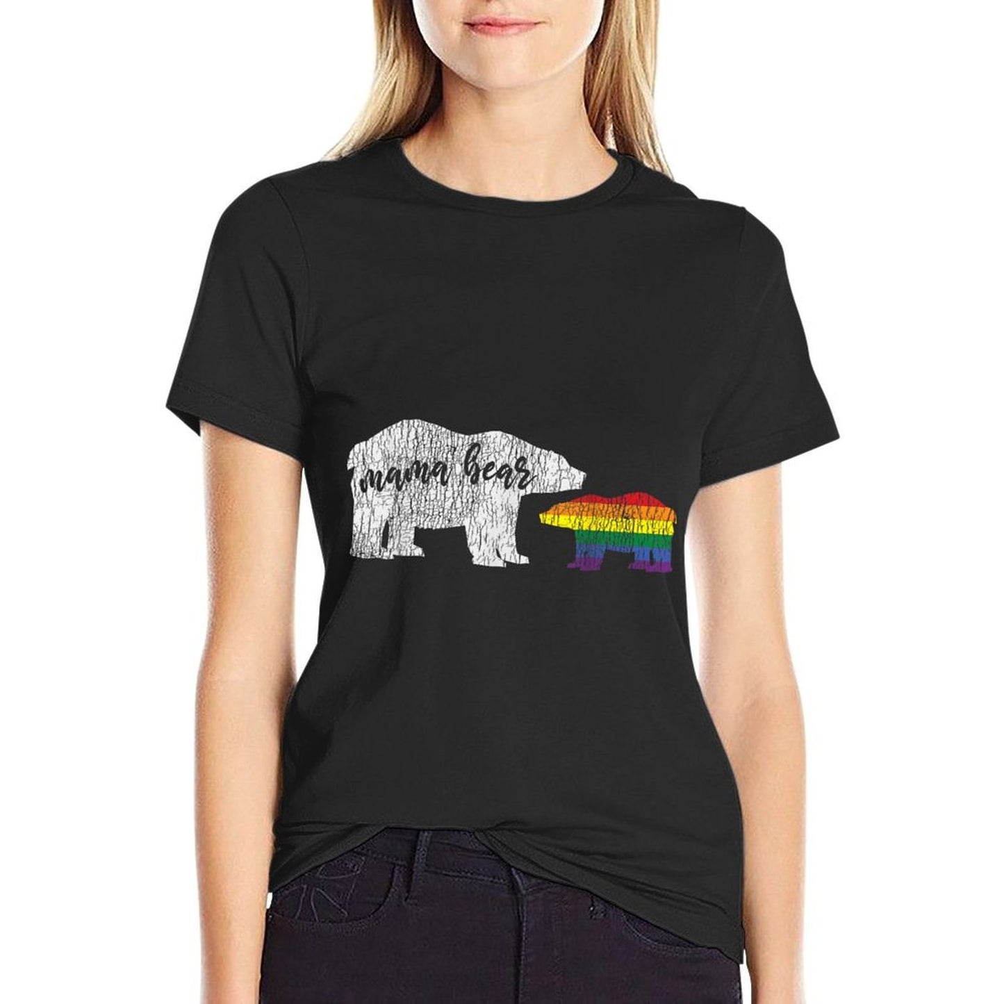 Vintage Mama Bear Love Proud Mom Family Matching Gay LGBTQ Cotton T-Shirt
