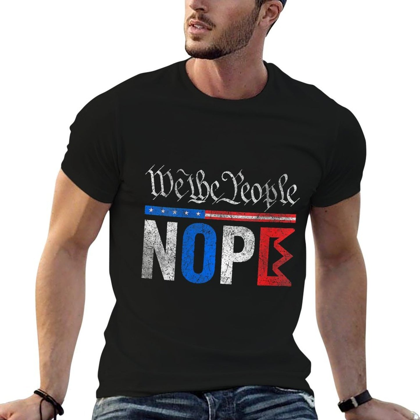 Womens No Kings Nope Protest Graphic Distressed USA Design Vintage Stretchy T-Shirt