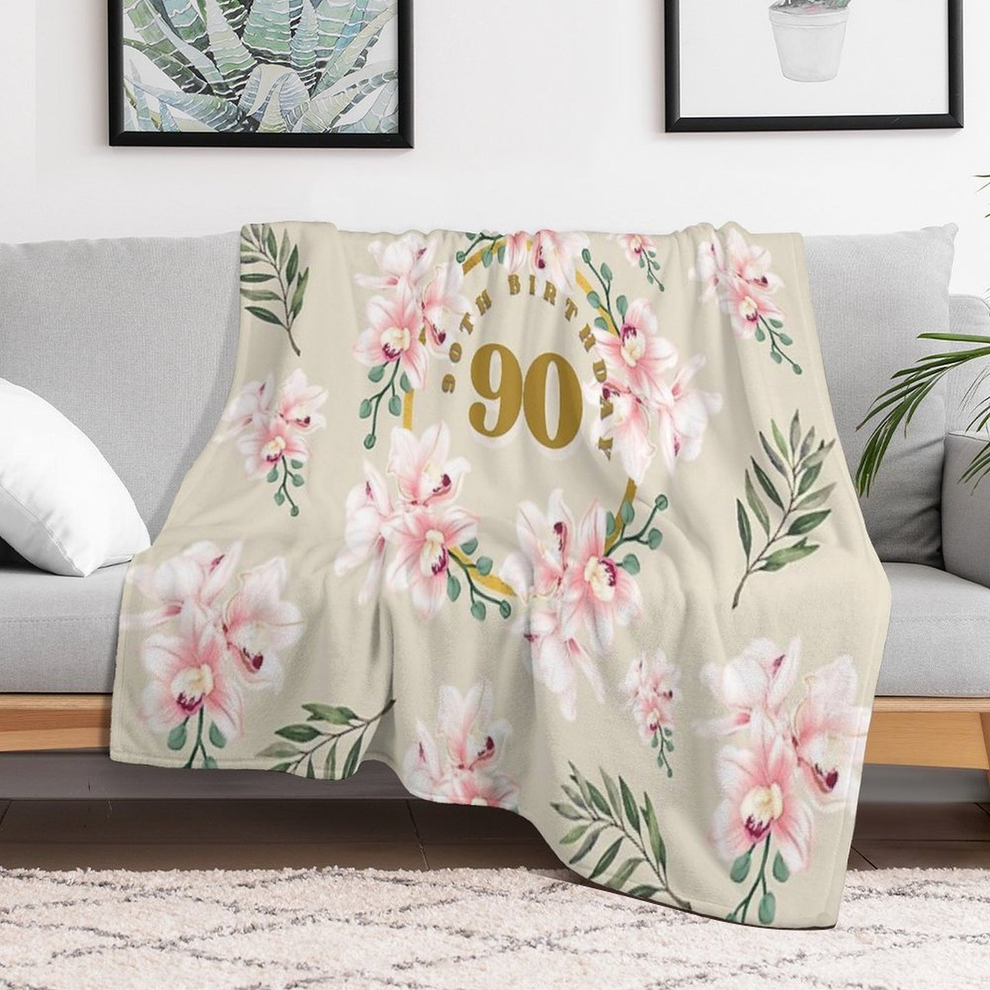 90th Happy Birthday Shrink-resistant Throw Blanket