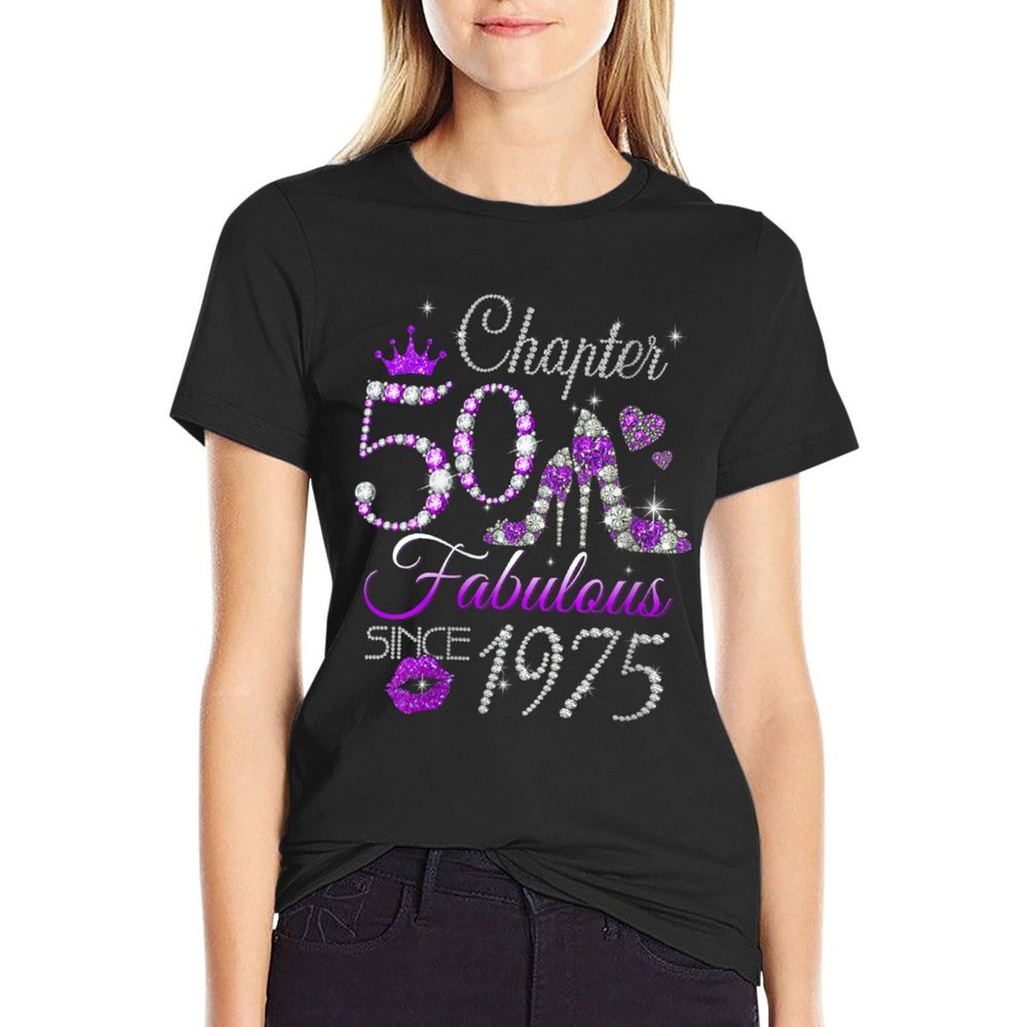 Womens Chapter 50 Fabulous Since 1975 50th Birthday Queen Diamond Versatile T-Shirt