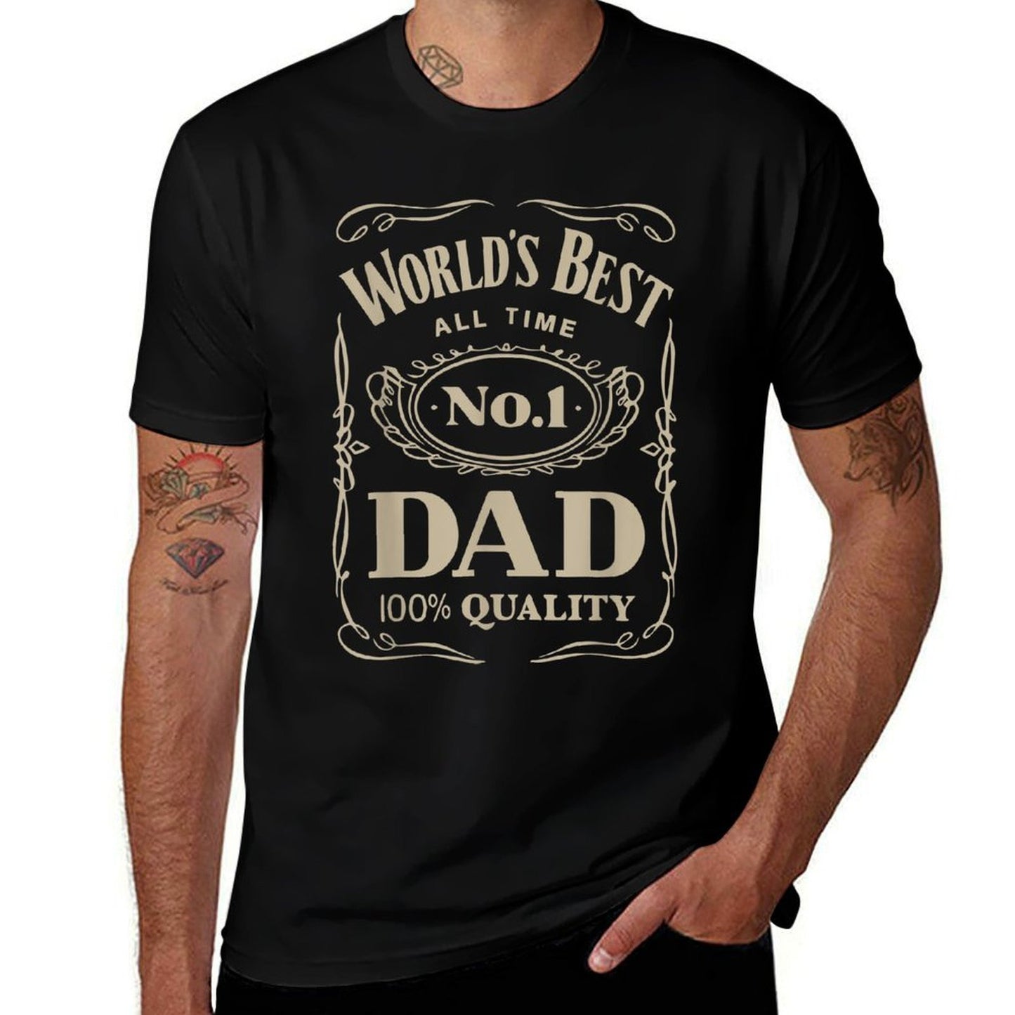 Worlds Best All Time No. 1 Dad 100 Quality Vintage-inspired T-Shirt