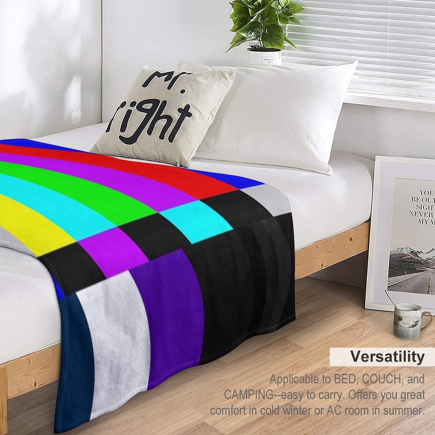 TV Color Bars White Background Velvety-soft Throw Blanket