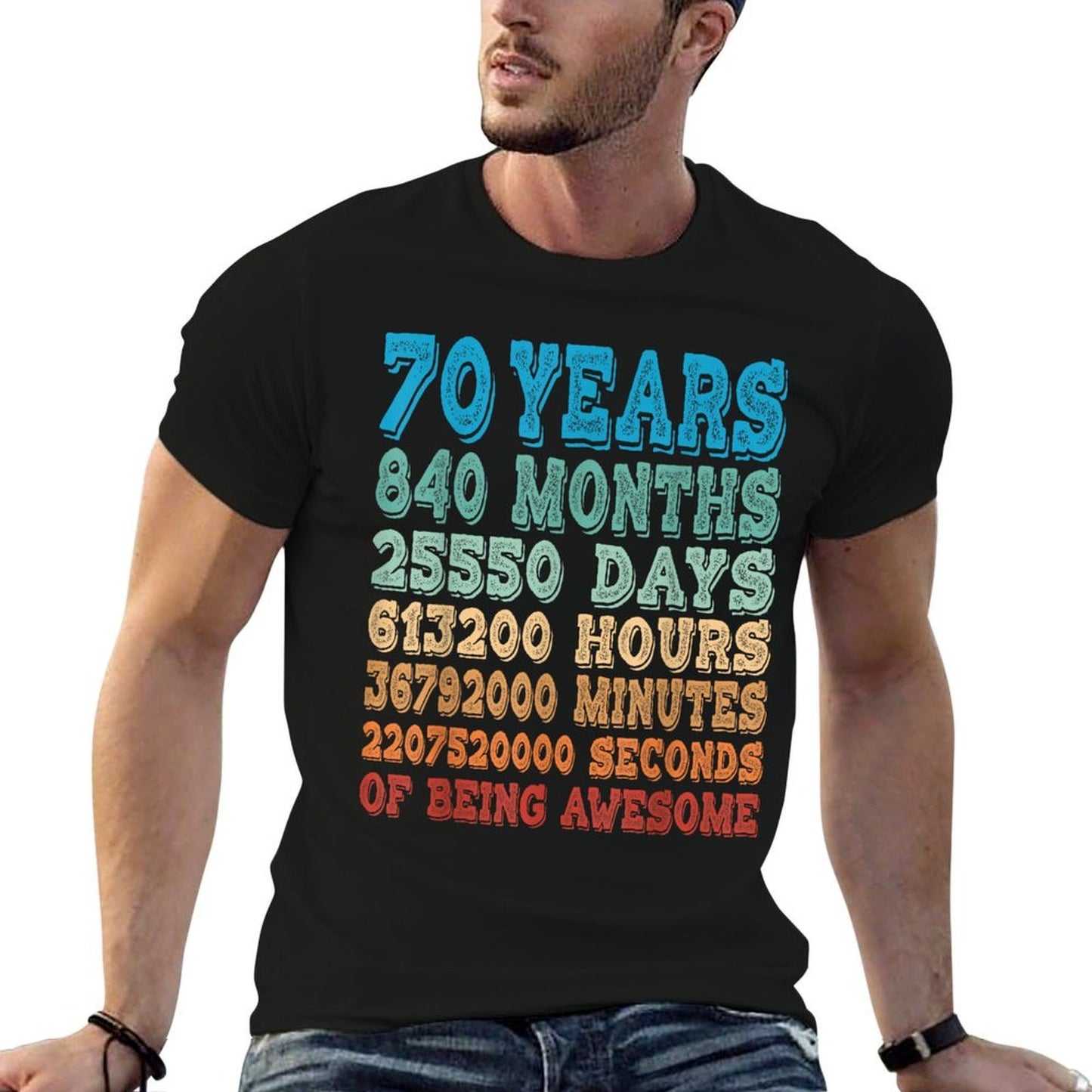 70 Years, Months, Days, Hours Of Being Awesome 70th Birthday Relaxed-fit T-Shirt