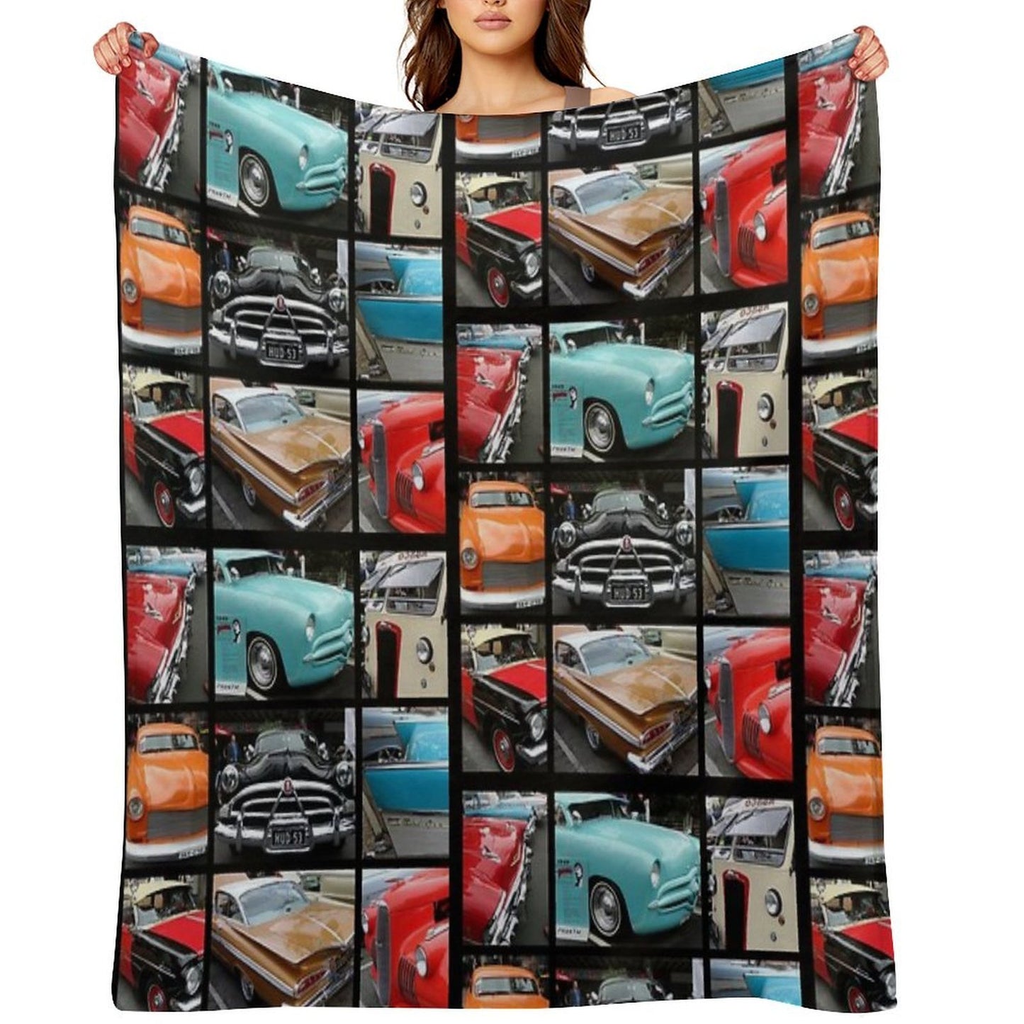 Vintage Car Collage Versatility Throw Blanket