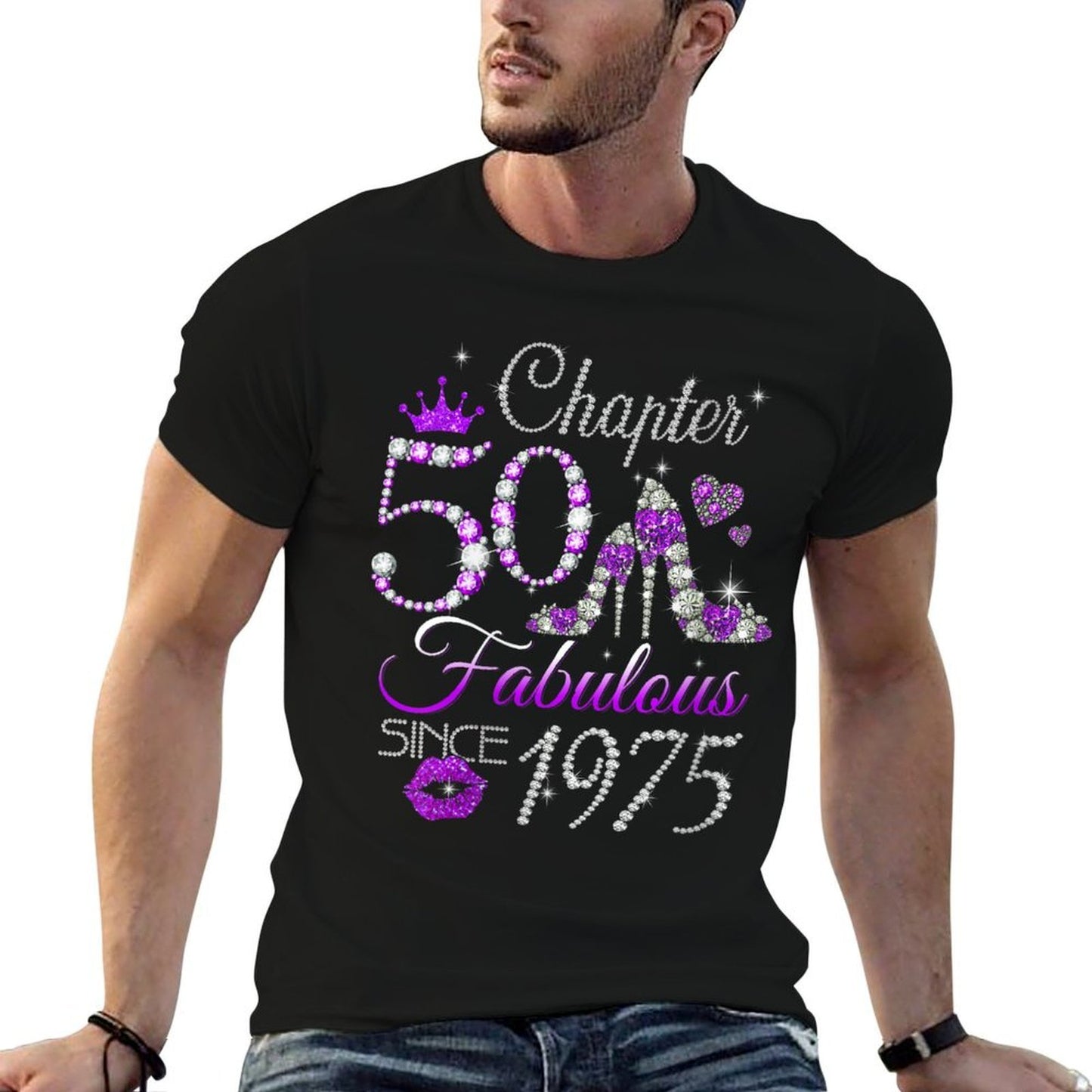 Womens Chapter 50 Fabulous Since 1975 50th Birthday Queen Diamond Versatile T-Shirt