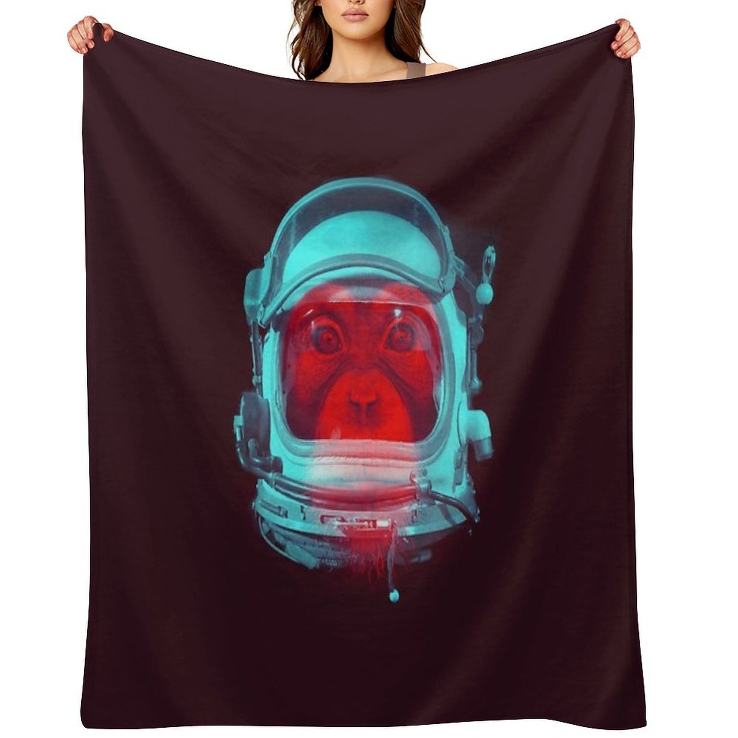 Space Monkey Plush Throw Blanket
