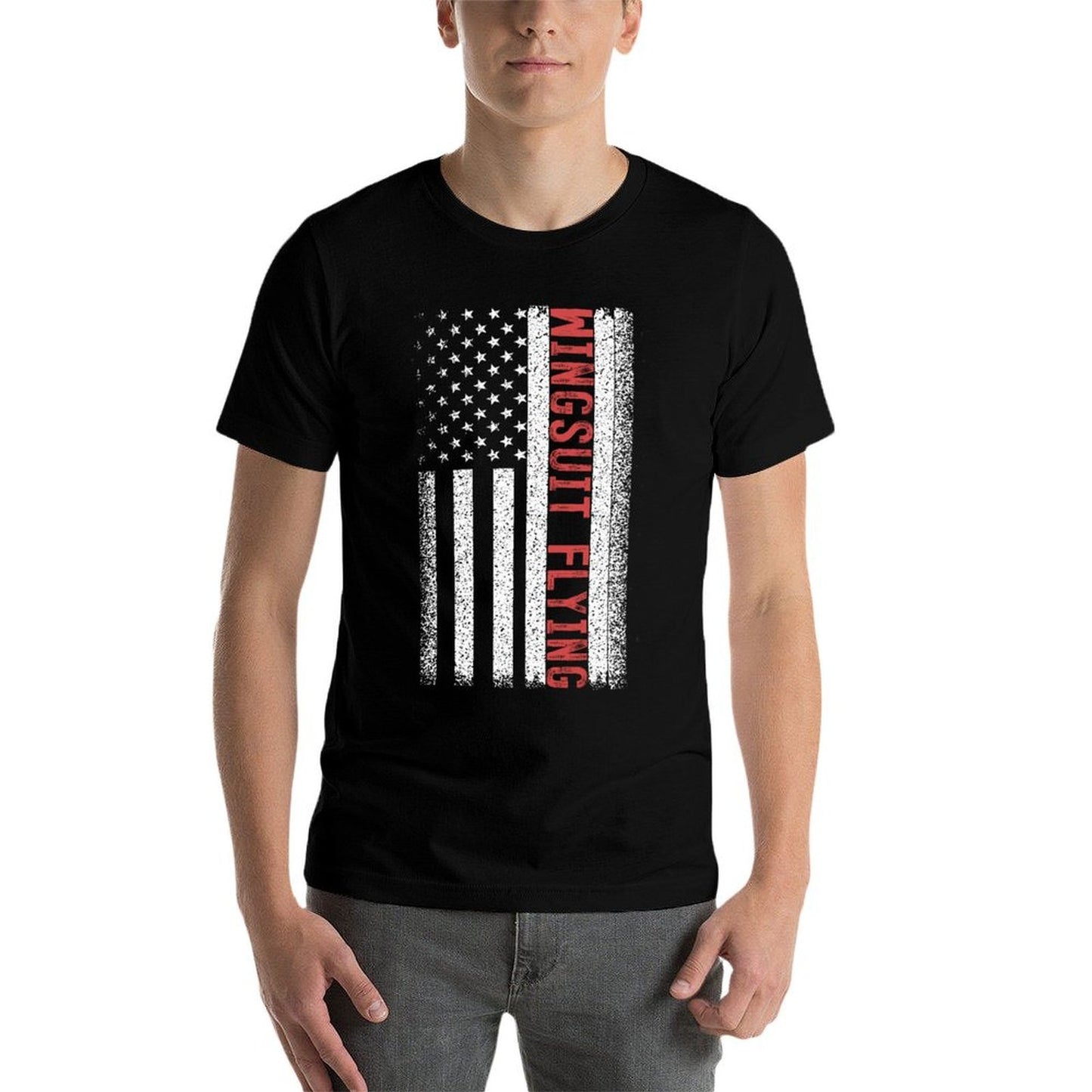 Wingsuit Flying American 4th of July Polyester Blend T-Shirt