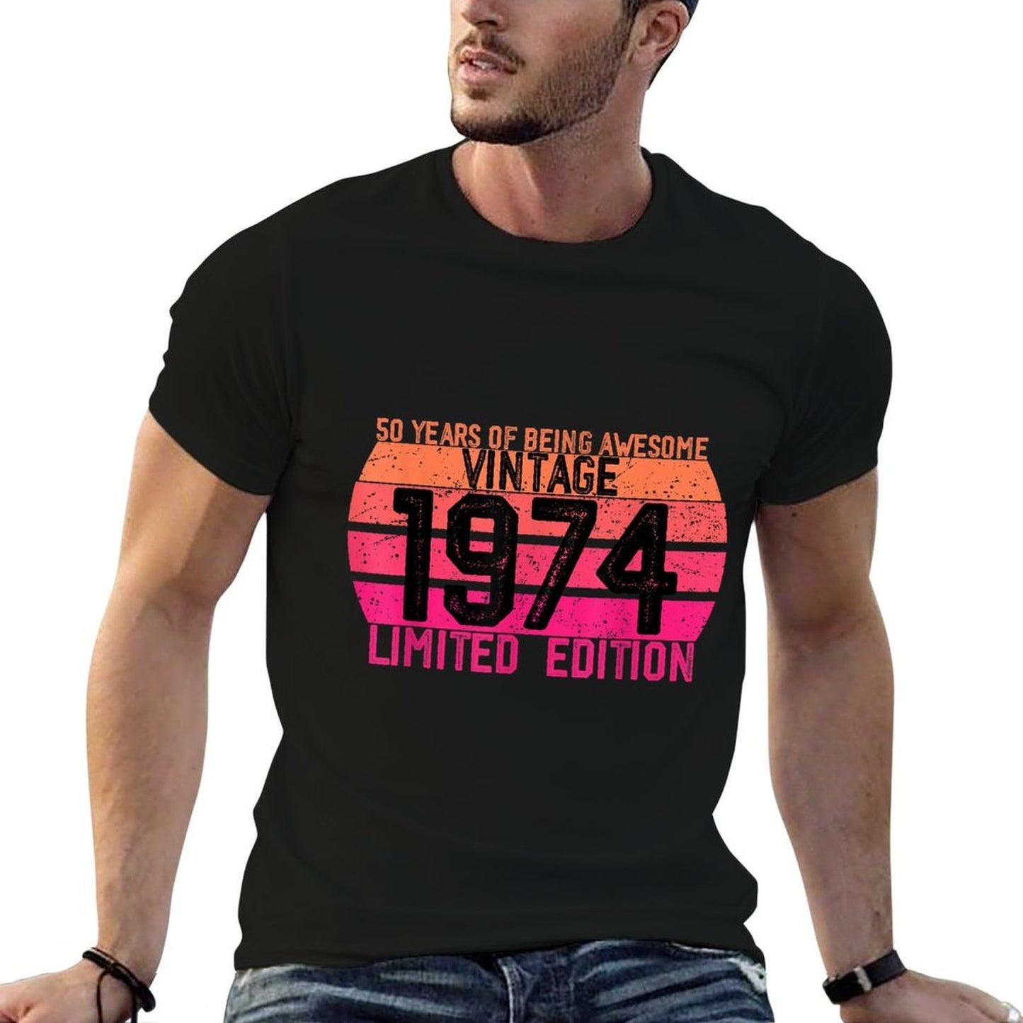 50th Birthday Gift Men Vintage Born 1974 Turning 50 Year Old Breathable T-Shirt