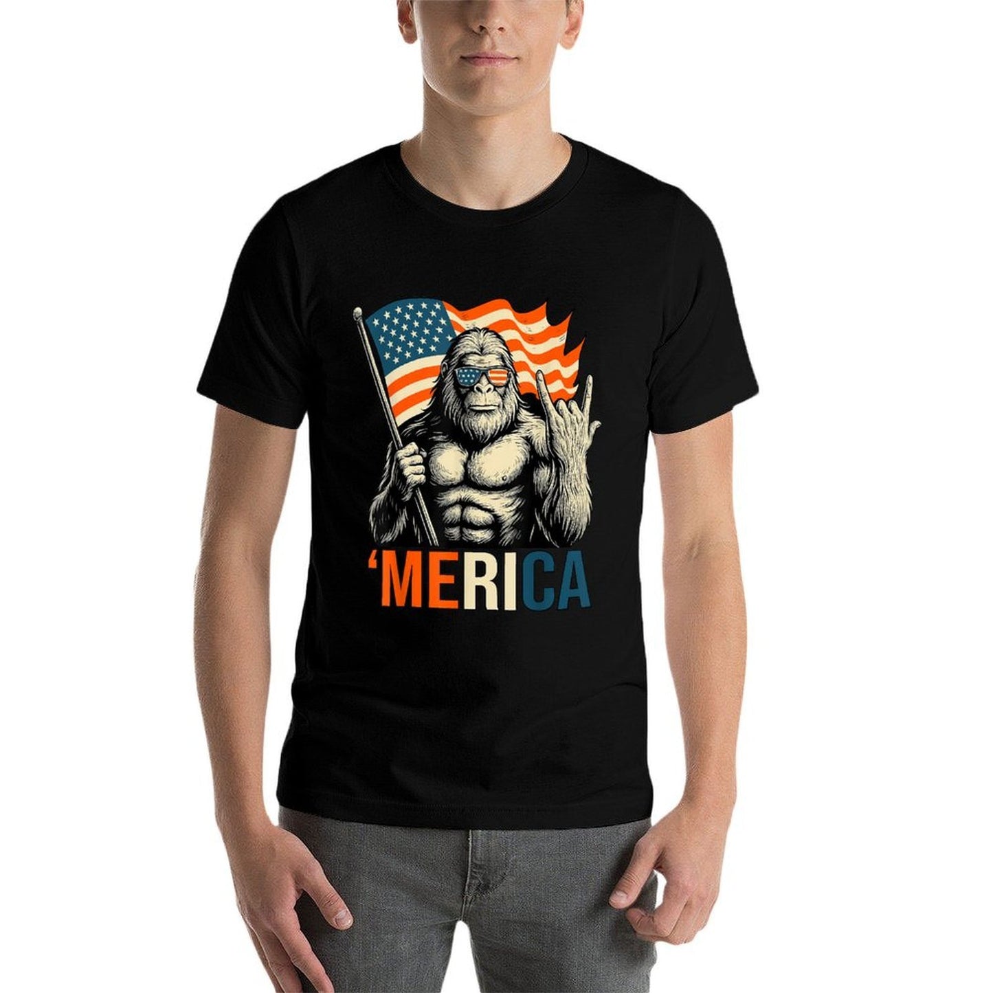 ‘Merica Gorilla Sunglasses Funny Patriotic Relaxed-fit T-Shirt