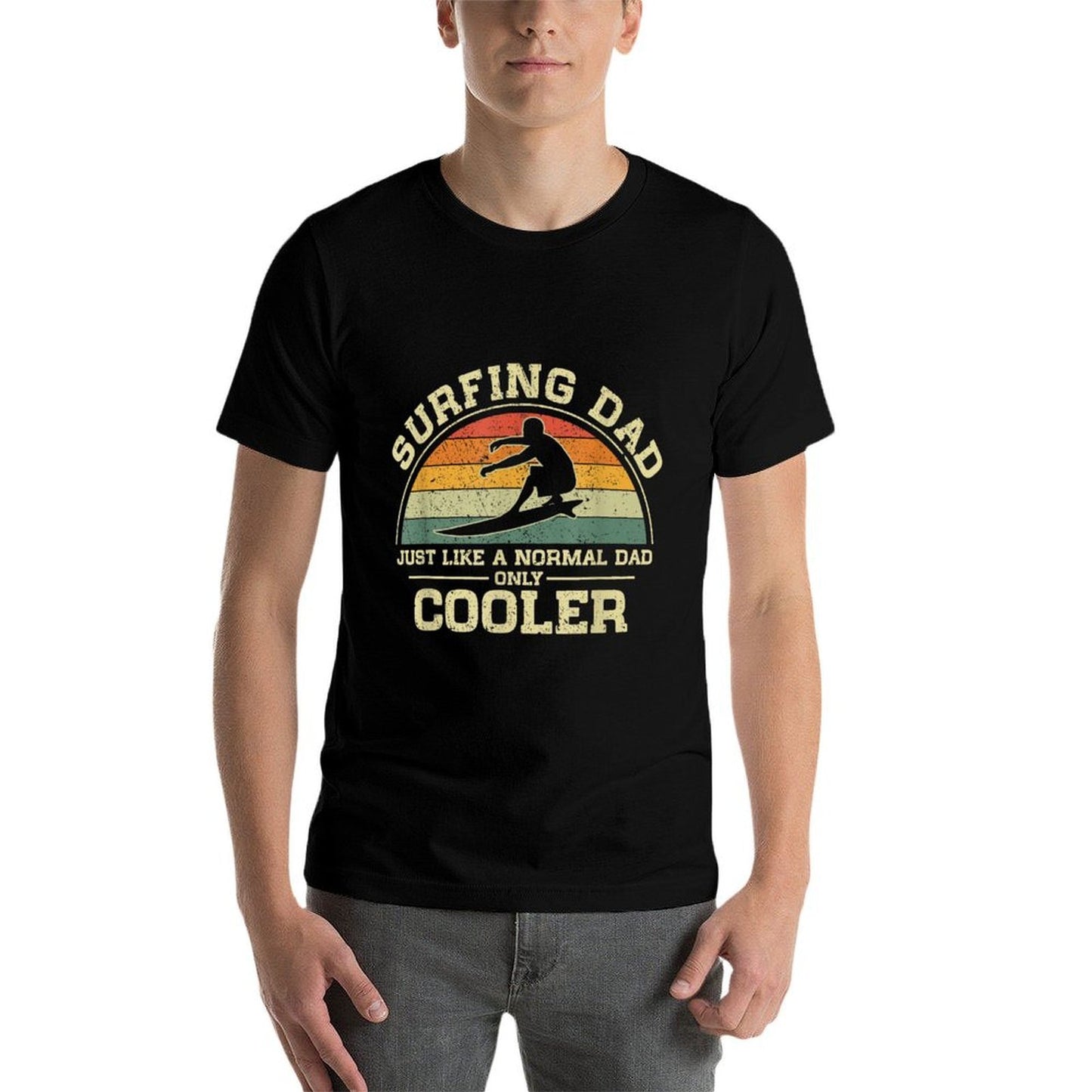 Vintage Surfing Dad Just Like A Normal Dad Only Cooler Heathered Texture T-Shirt