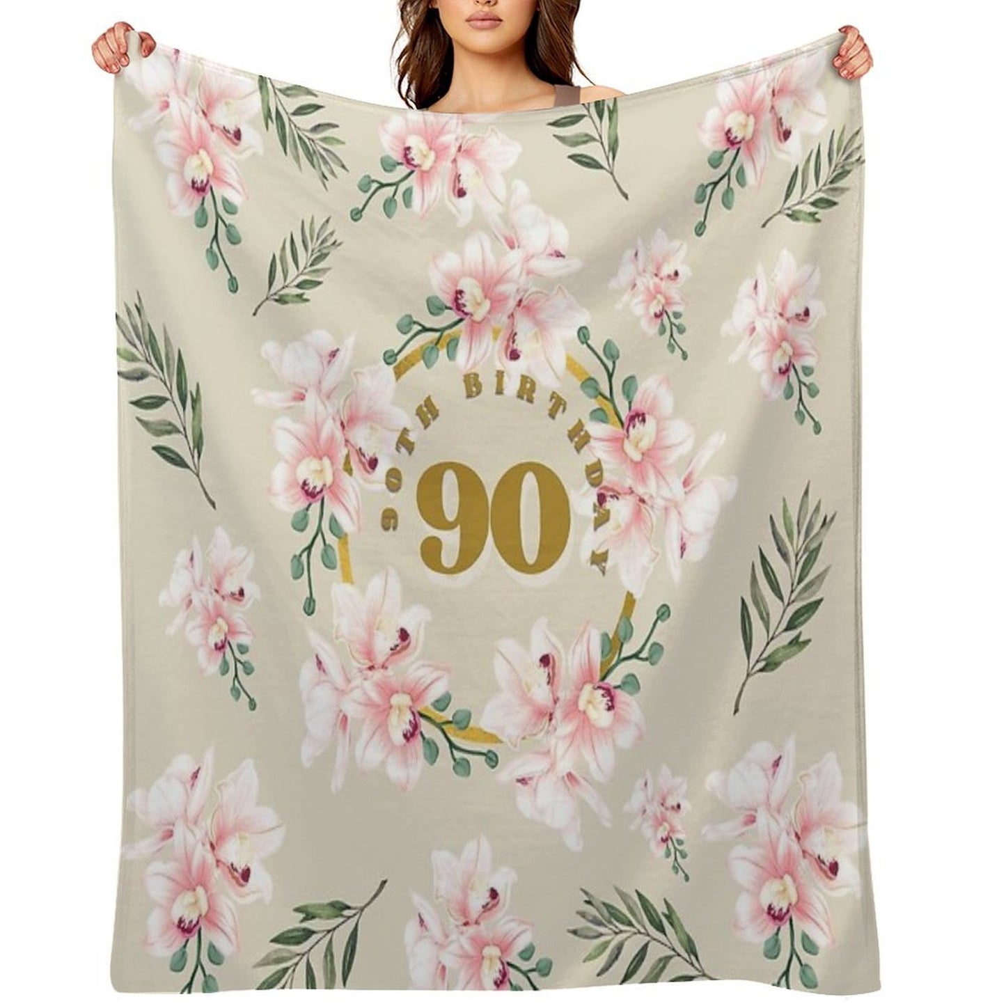 90th Happy Birthday Shrink-resistant Throw Blanket