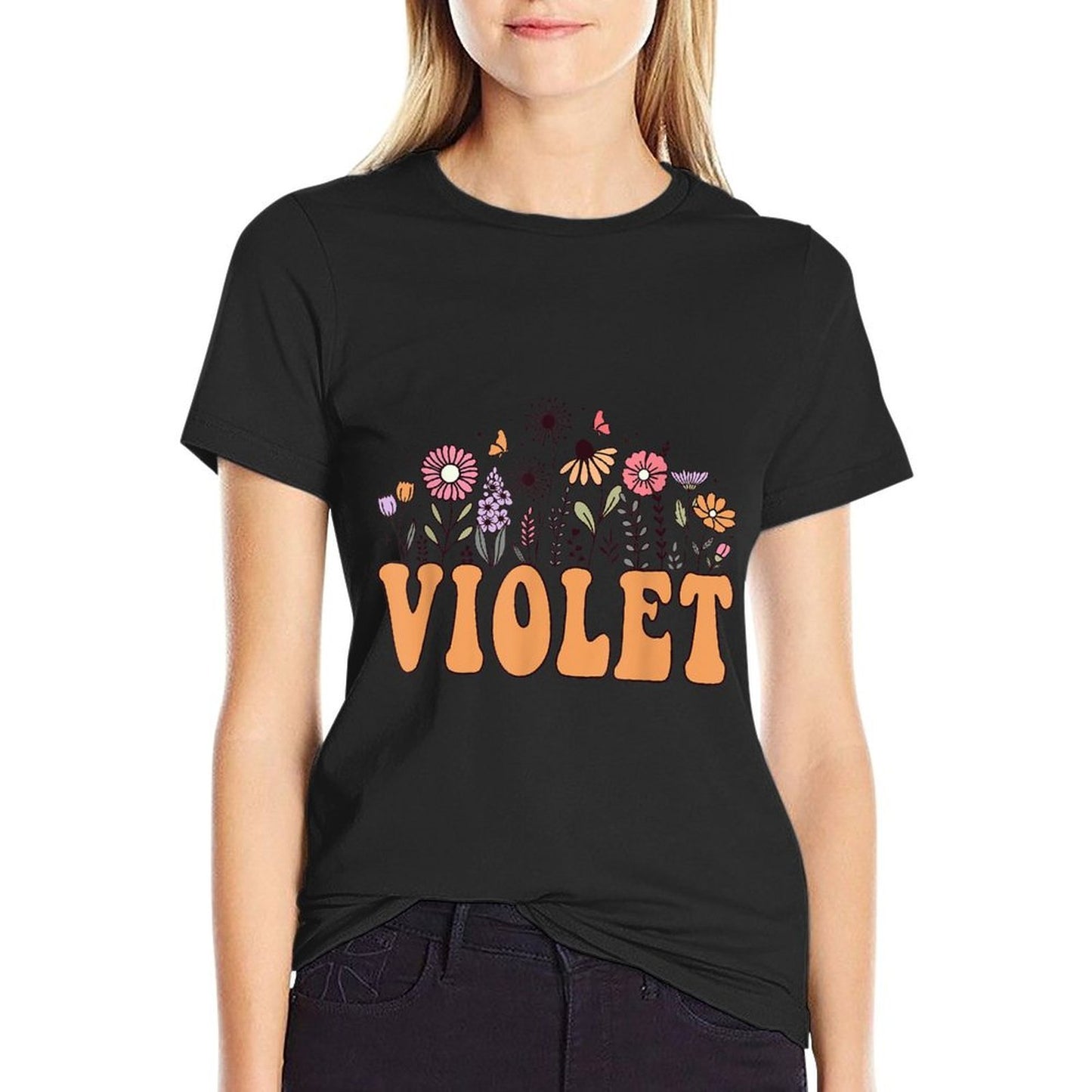 Violet Summer Flower Wildflower Kids Toddler Girls Polyester Blend T-Shirt