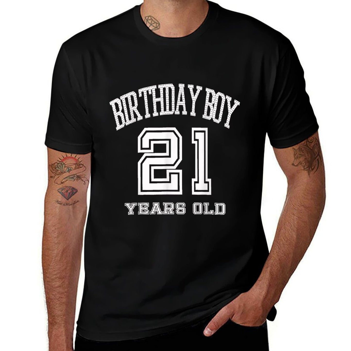 21st Birthday 21 Yrs Years Old Birthday Boy Varsity T-shirt High-quality Stitching T-Shirt