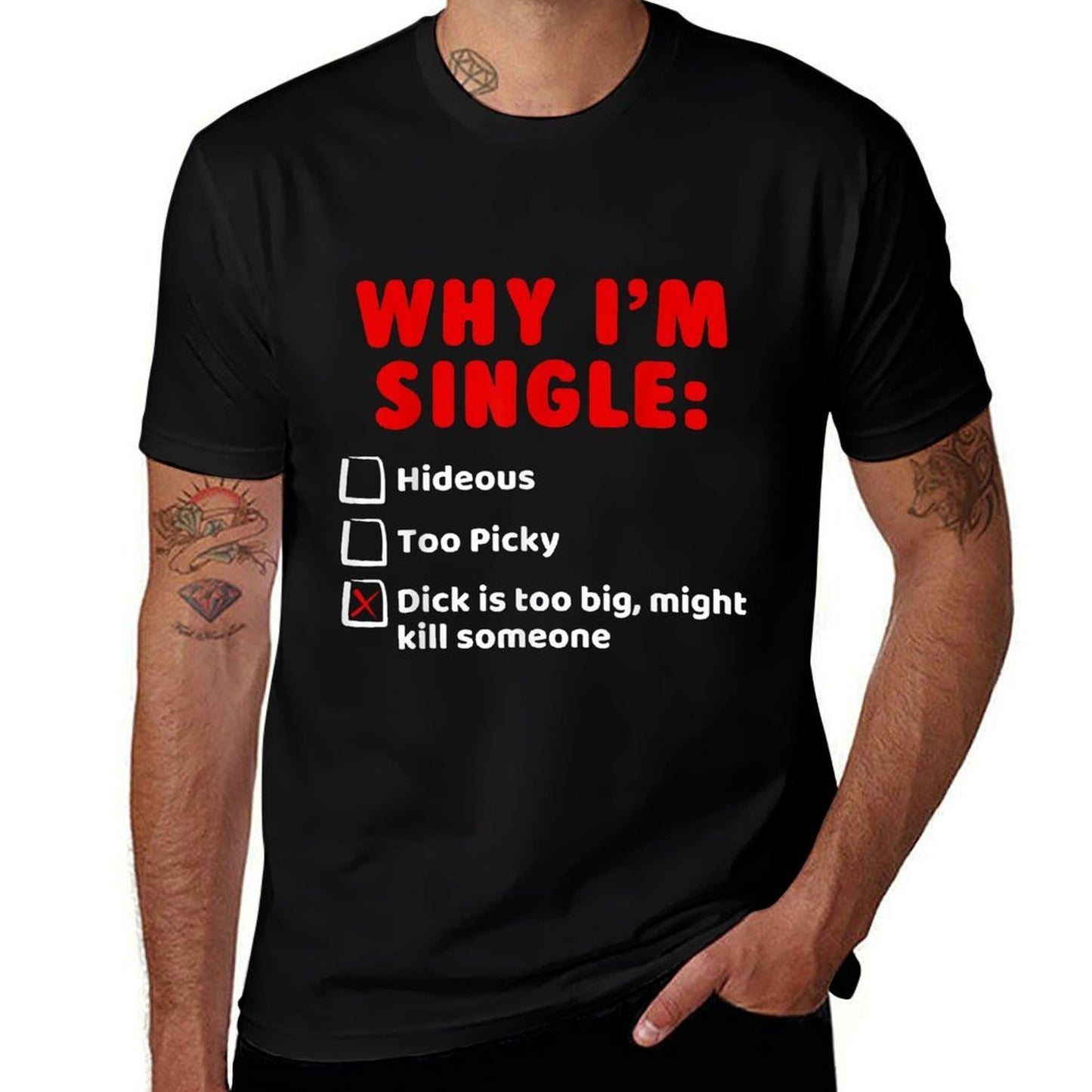Why Im Single Hideous, Too Picky, Dick Is Too Big Ts Oversized Silhouette T-Shirt