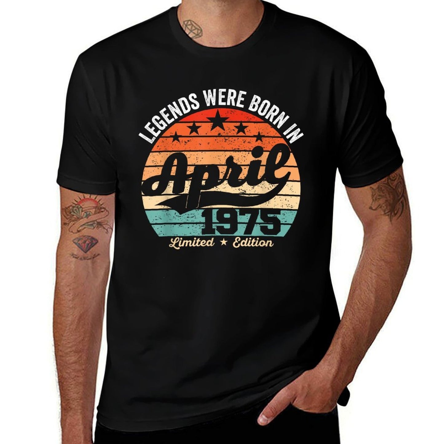 Vintage 50th Birthday Legends Were Born In April 1975 Vintage-inspired T-Shirt